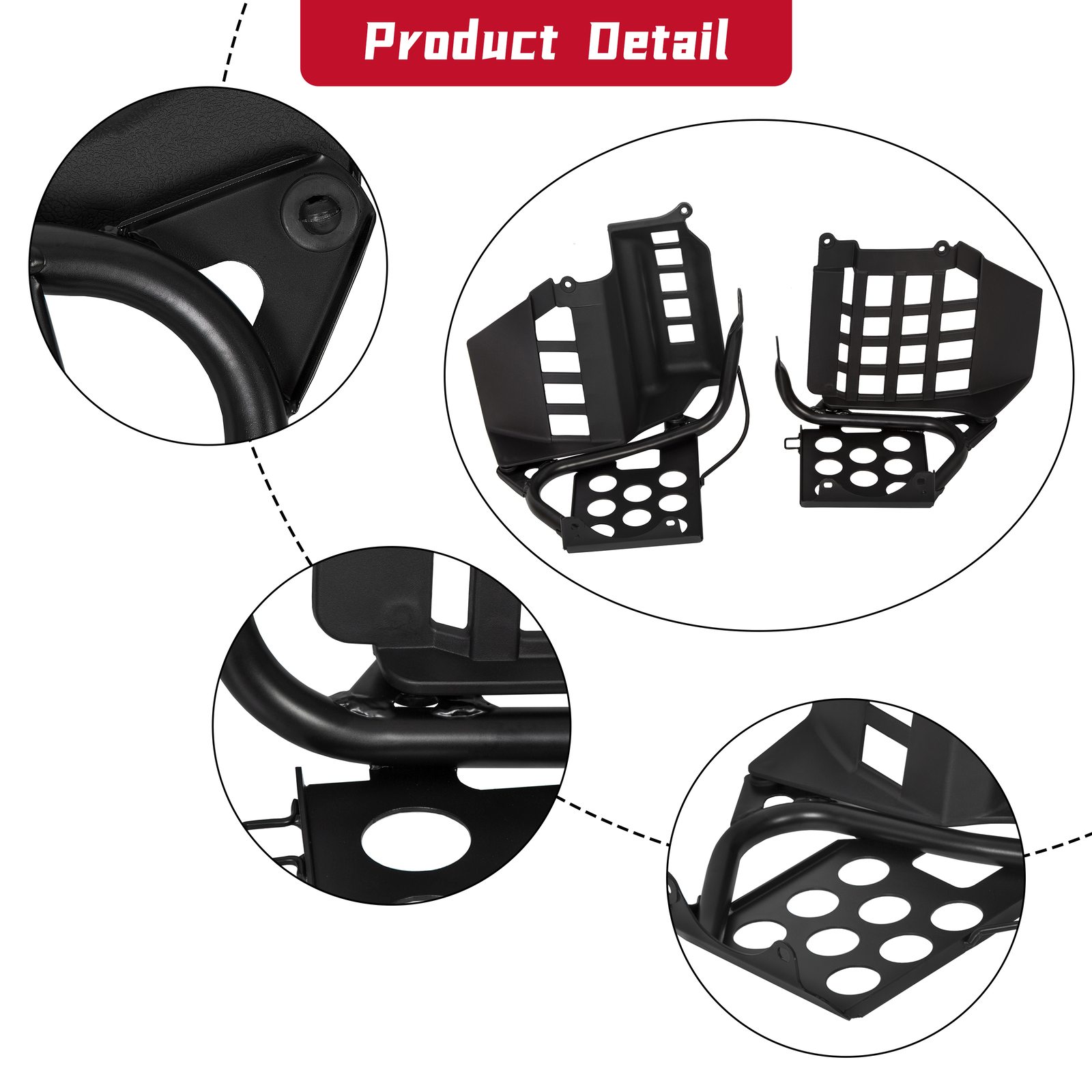 Black Heel Guards Footrest Fit Yamaha 87-06 Banshee 350 Left + Right Nerf Bars