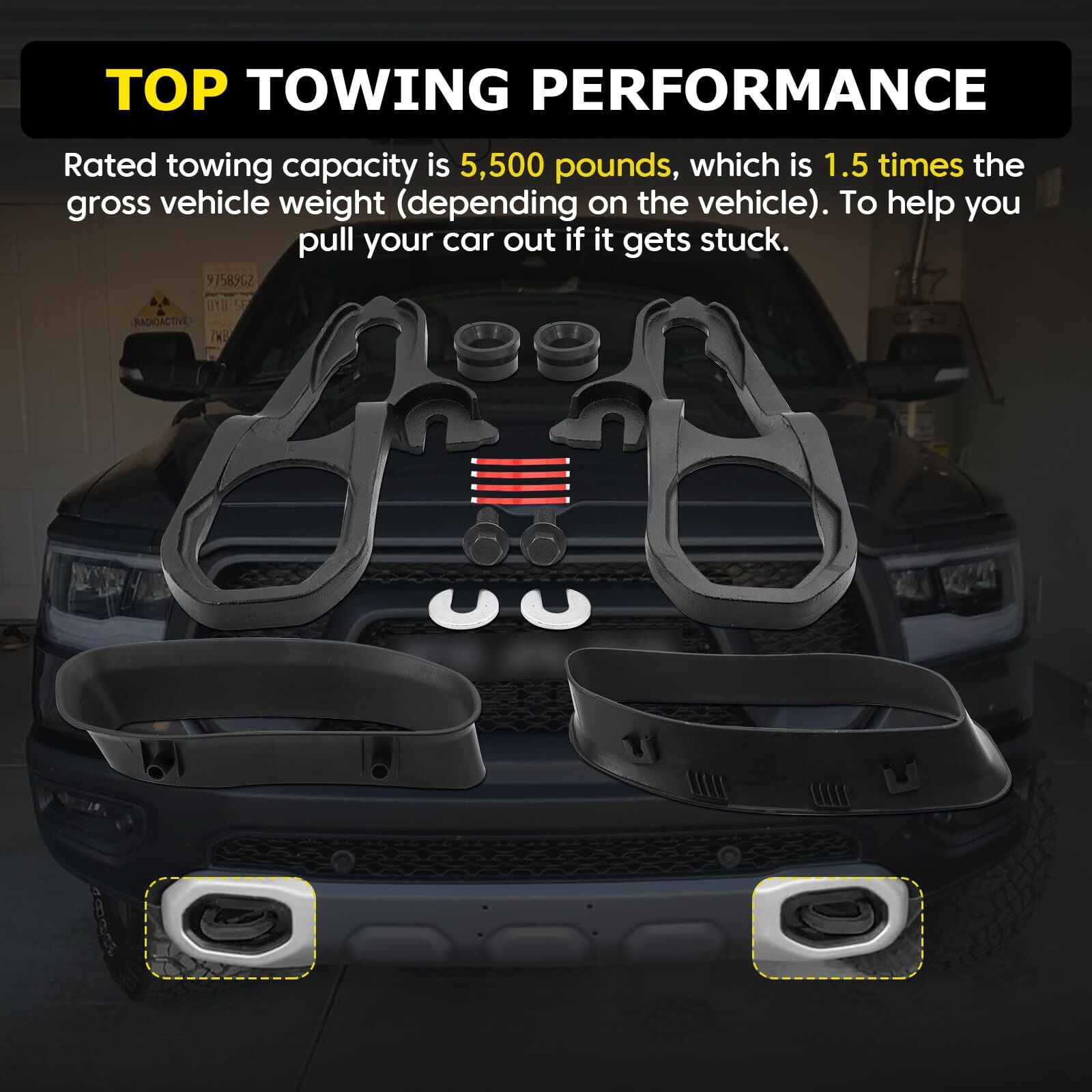 Heavy Duty Front Tow Hooks LH & Right For 2019-2022 Dodge Ram 1500 82215268AB