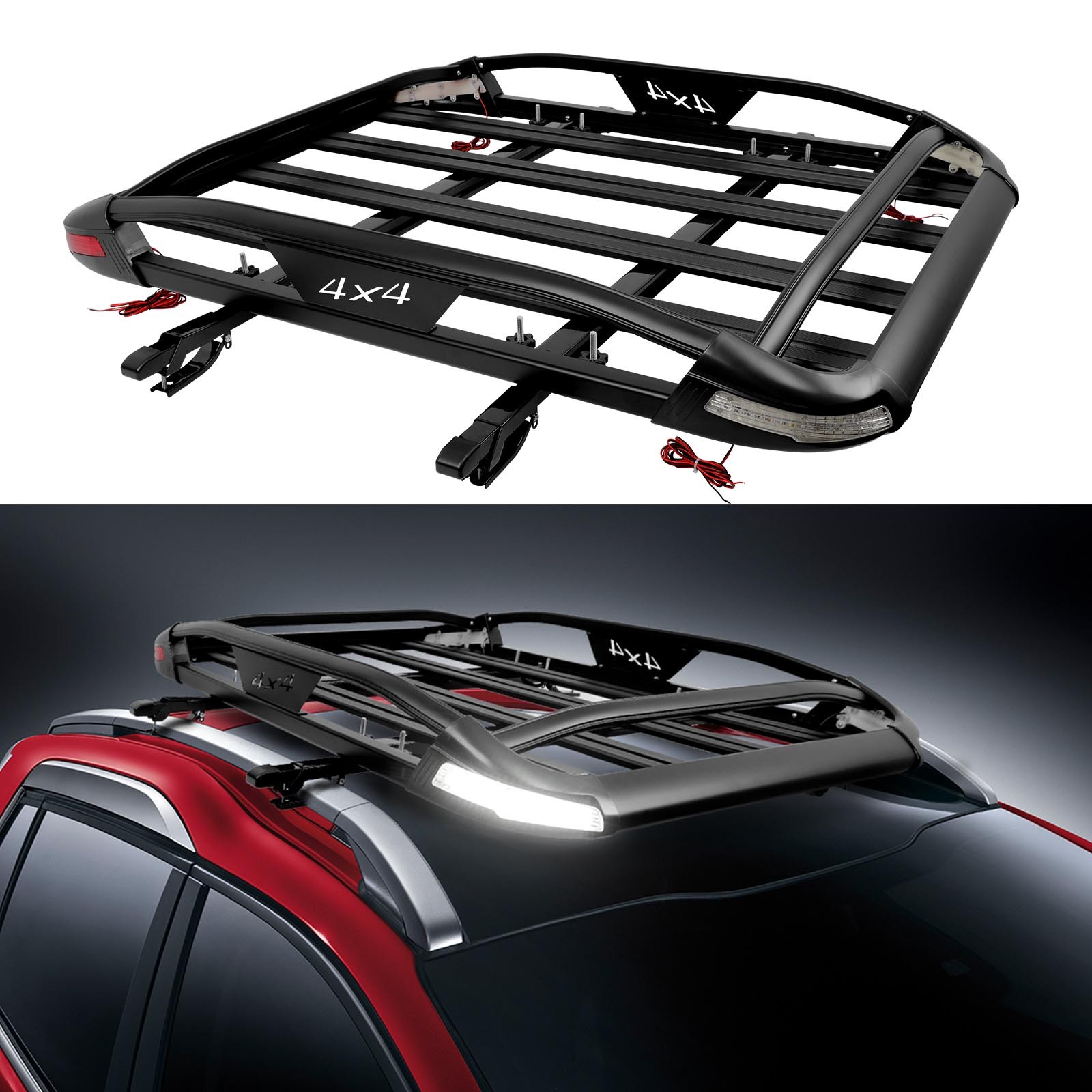 For Mazda CX-30 Aluminum Top Roof Rack Cargo Carrier Basket Holder w/ LED Lights