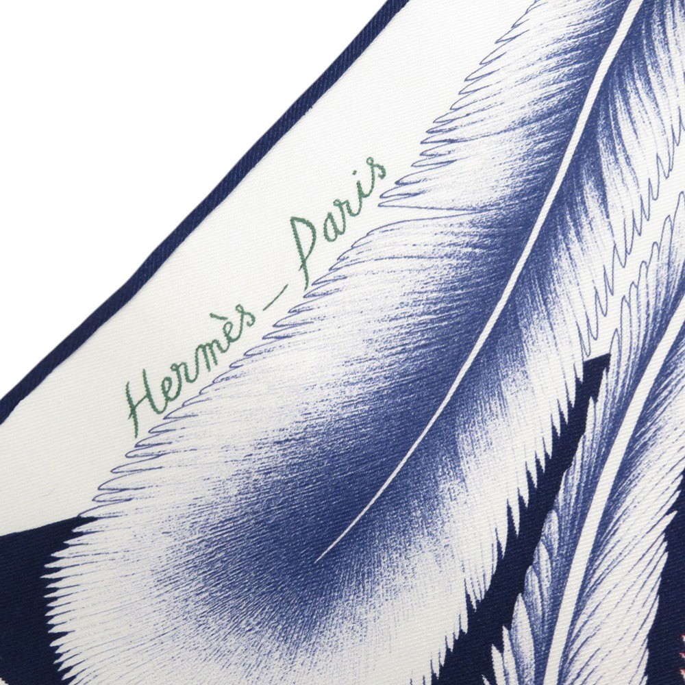 Hermes Carre 65 A la Plume Feather Silk Multicolor Scarf