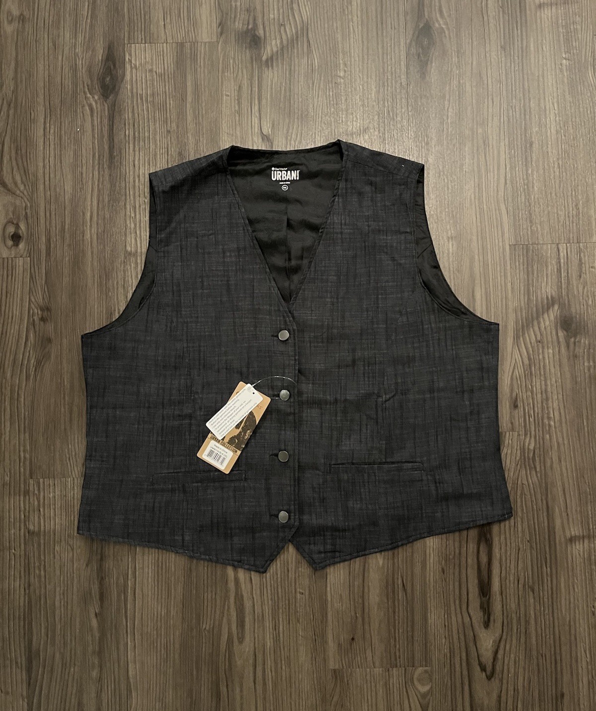 Chef Works Urban Collection Fairfax Vest Black Gray Button Front 2XL NWT