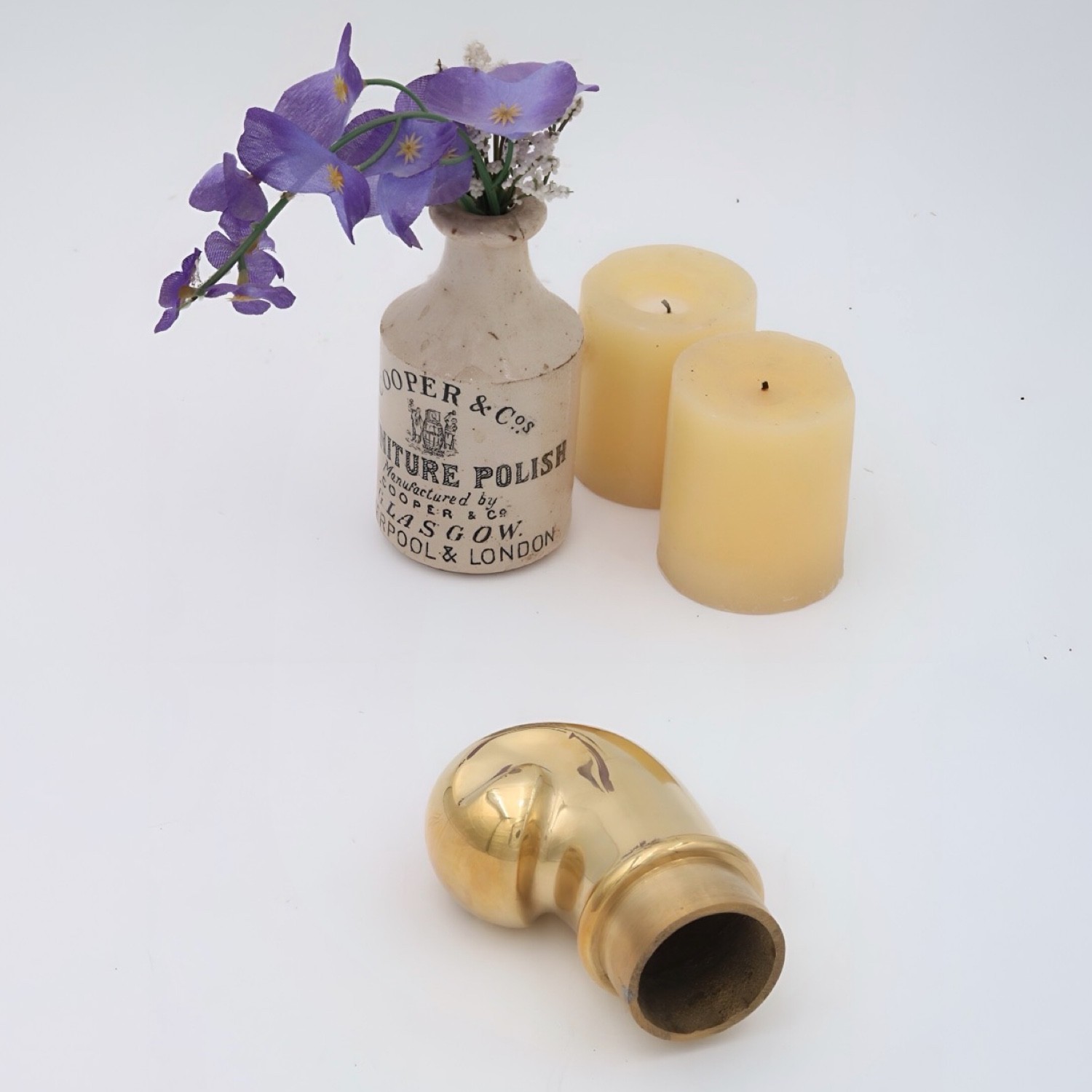 Curled Bar Rail End Cap in Heavy Cast Brass 2 Inch