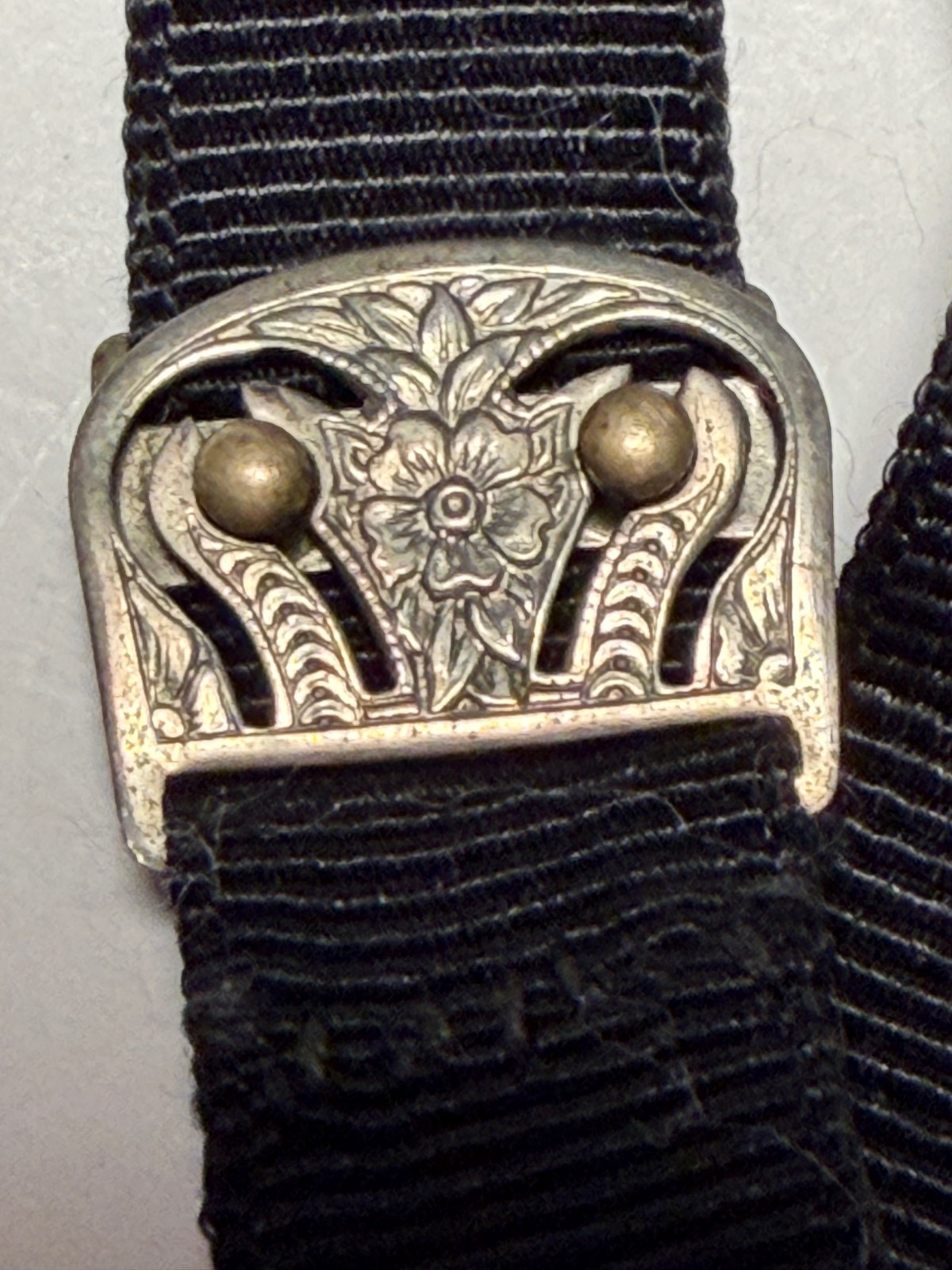 Original Art Deco Nelka Watch 1920's - Engraved Floral Pattern Face -White Gold