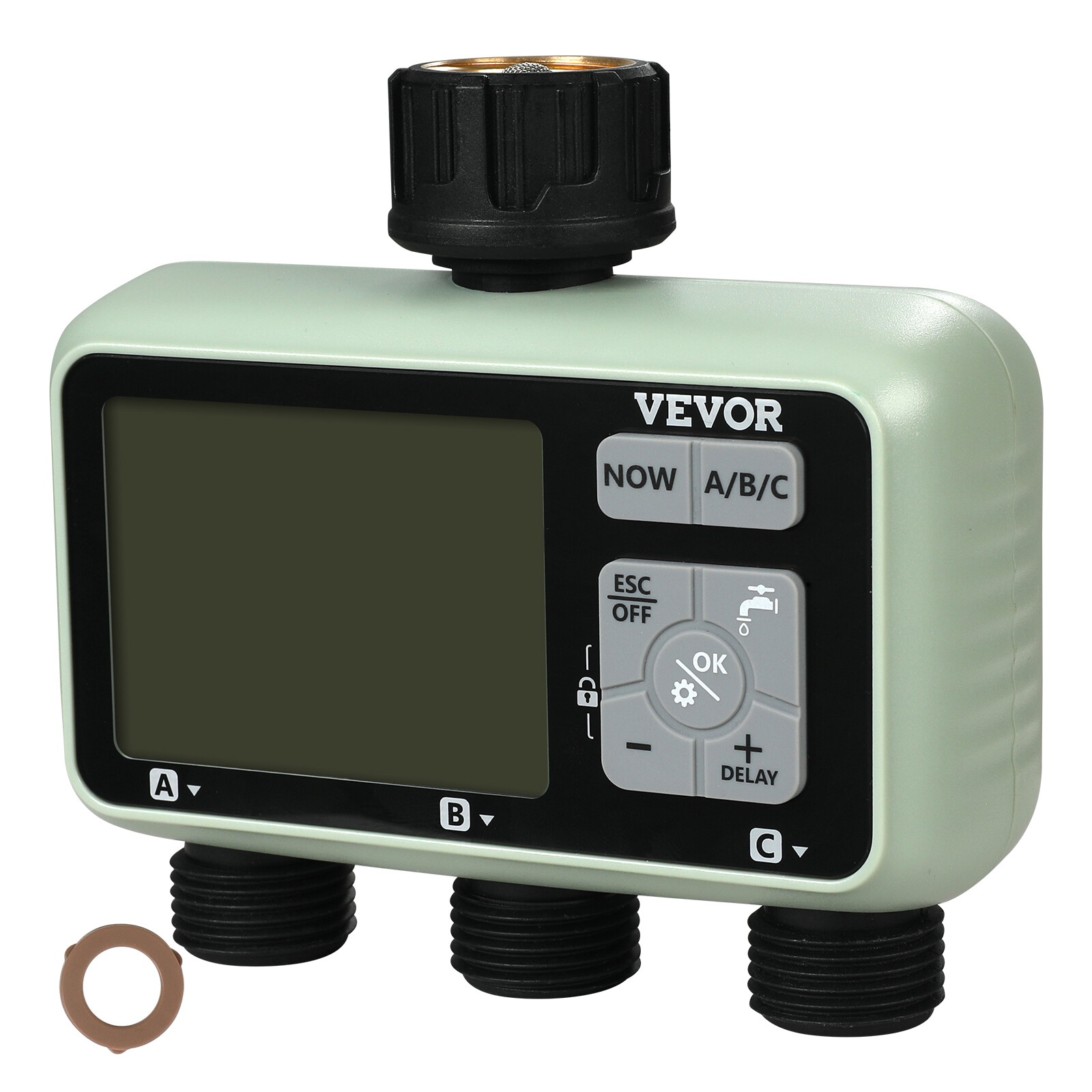 VEVOR Water Timer 3 Outlets Hose Watering Sprinkler Timer LCD Rain Delay Mode