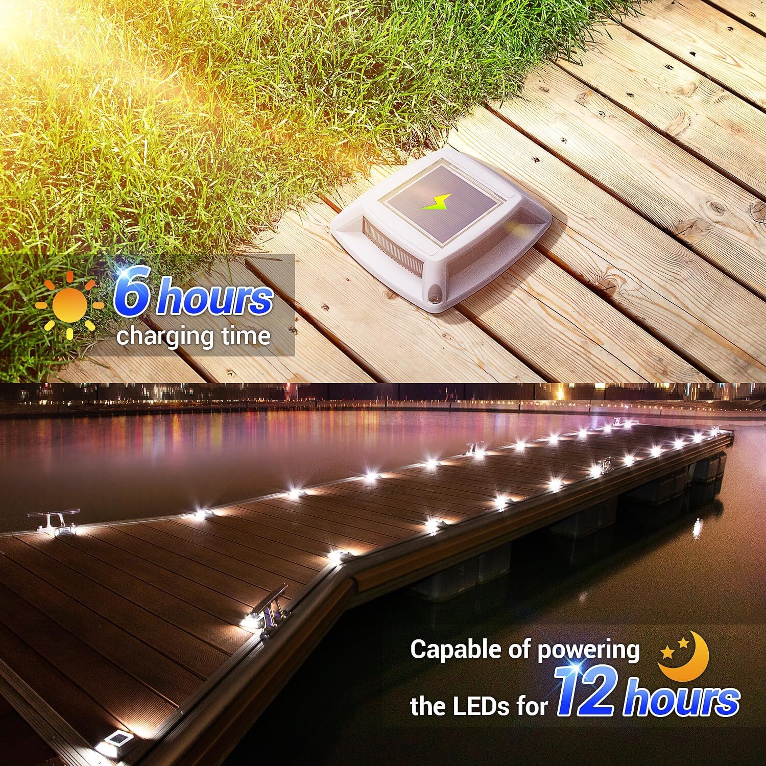 LED Solar Deck Lights Outdoor Garden Driveway Pathway Stair Step Dock Fence Lamp