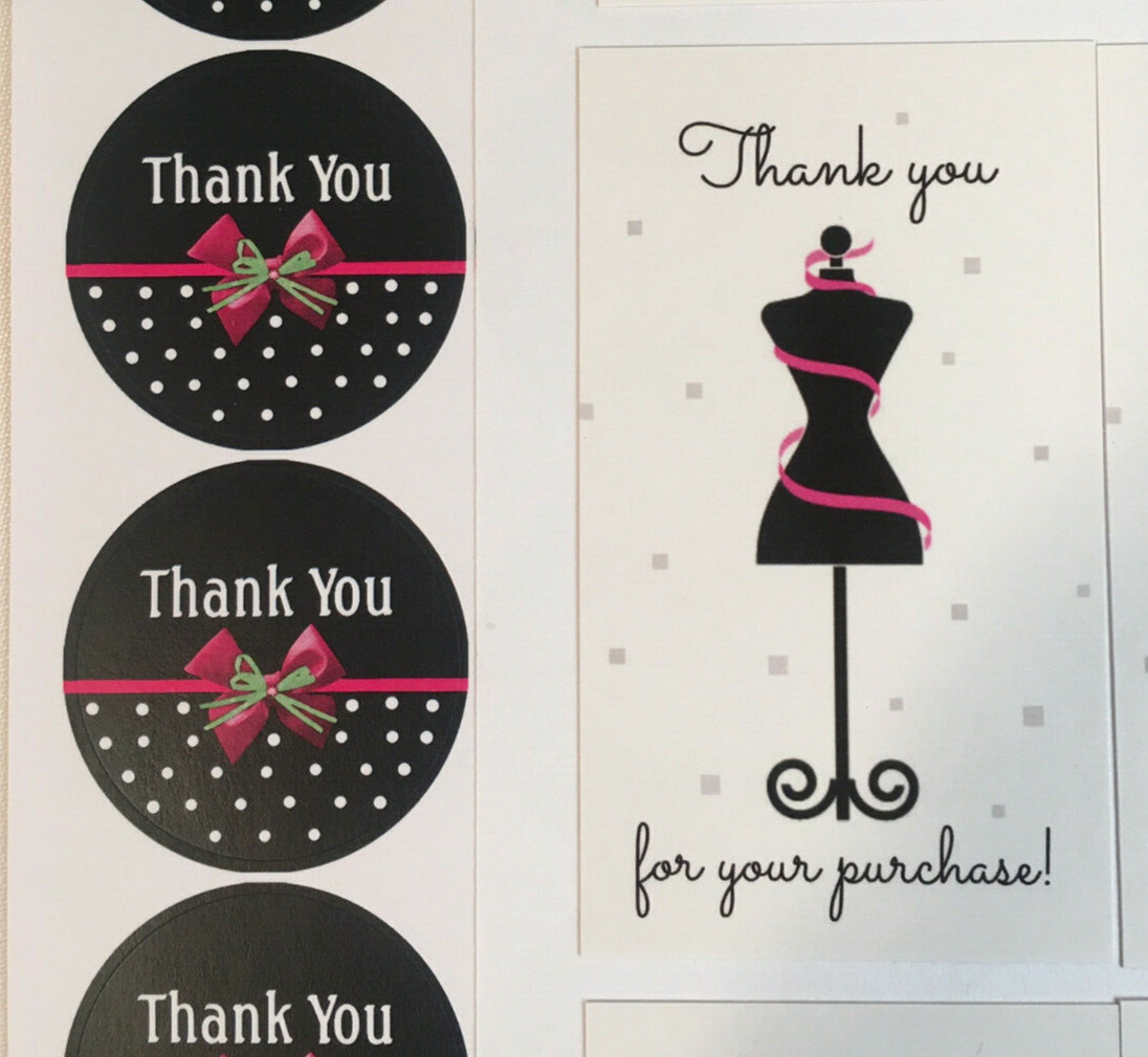 120x Business Thank You For Your Purchase Cards Stickers, Ladies Fashion