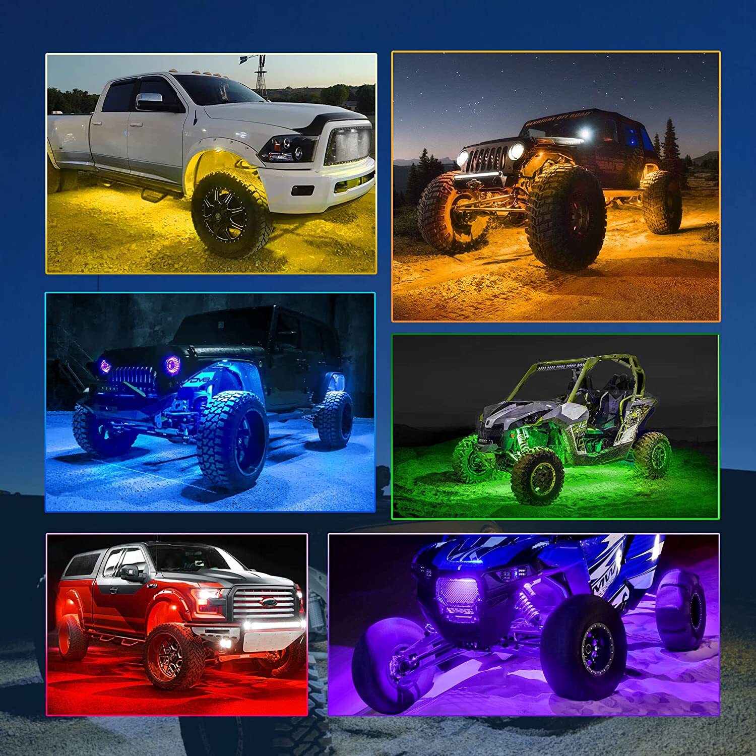 MICTUNING 2nd-Gen RGB LED Rock Lights Bluetooth 8 Pods Underbody Neon Lights Kit