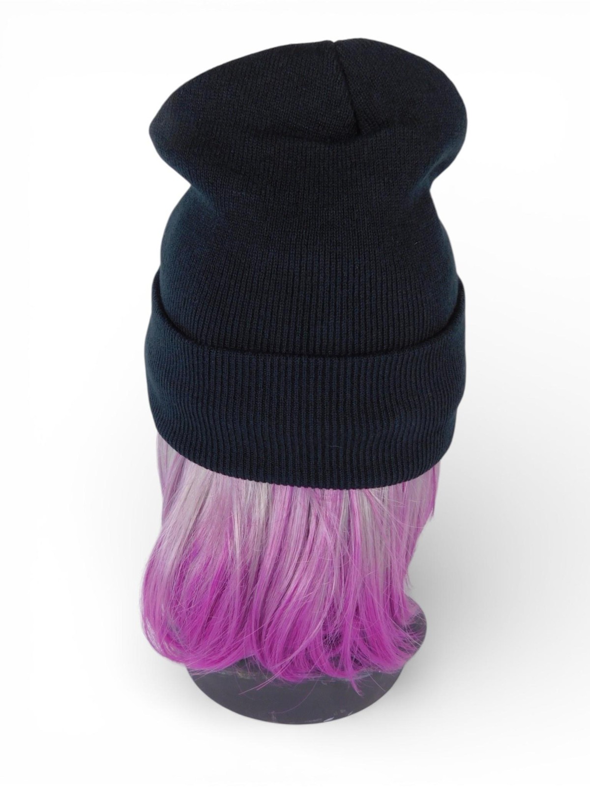 Crescent Moon Beanie Hat Womens One Size Black Satin Lined Knit Warm Winter