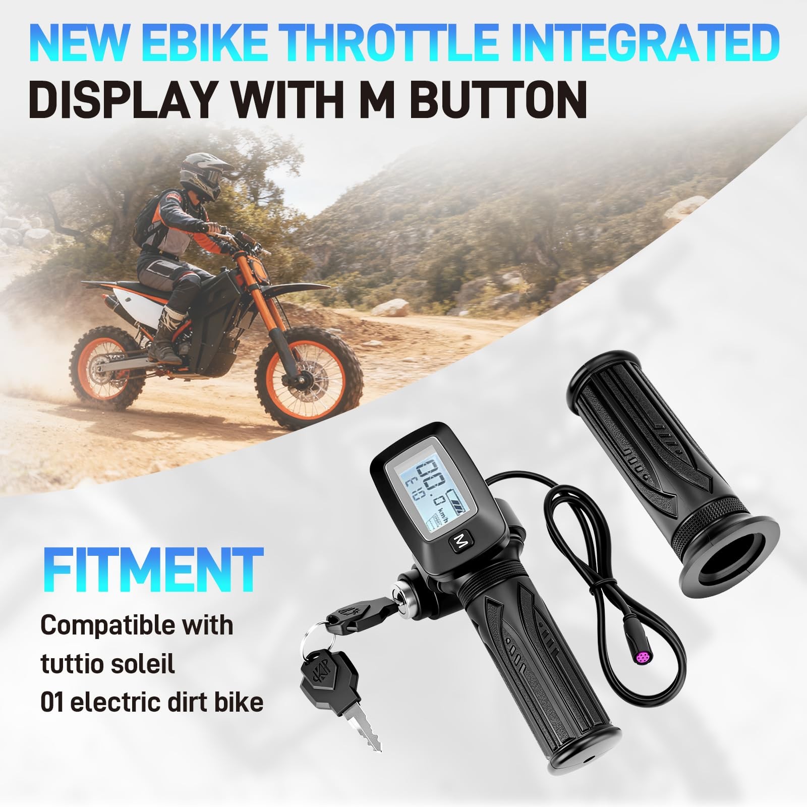 48V Ebike Speedometer Throttle with M Key Replacement for Tuttio Soleil 01