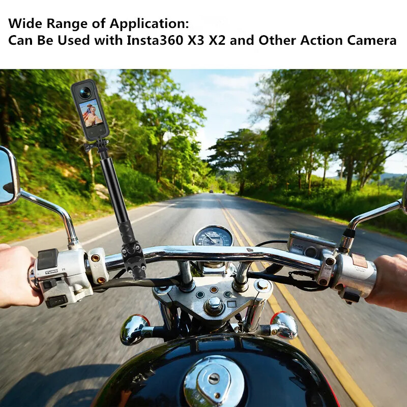 Motorcycle Mount Invisible Selfie Stick Handlebar Clamp for Insta360 Camera