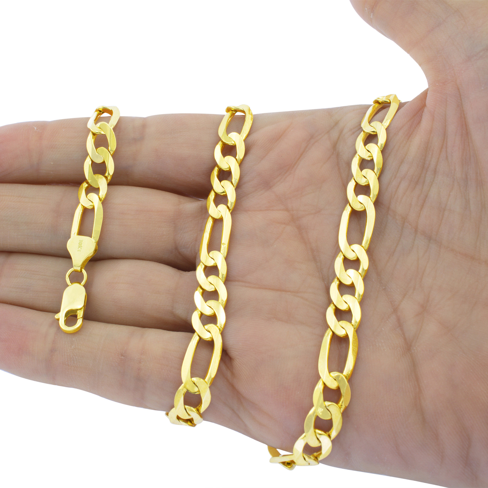 10K Real Yellow Gold 2mm-9mm Figaro Chain Link Pendant Necklace Bracelet 7"- 30"