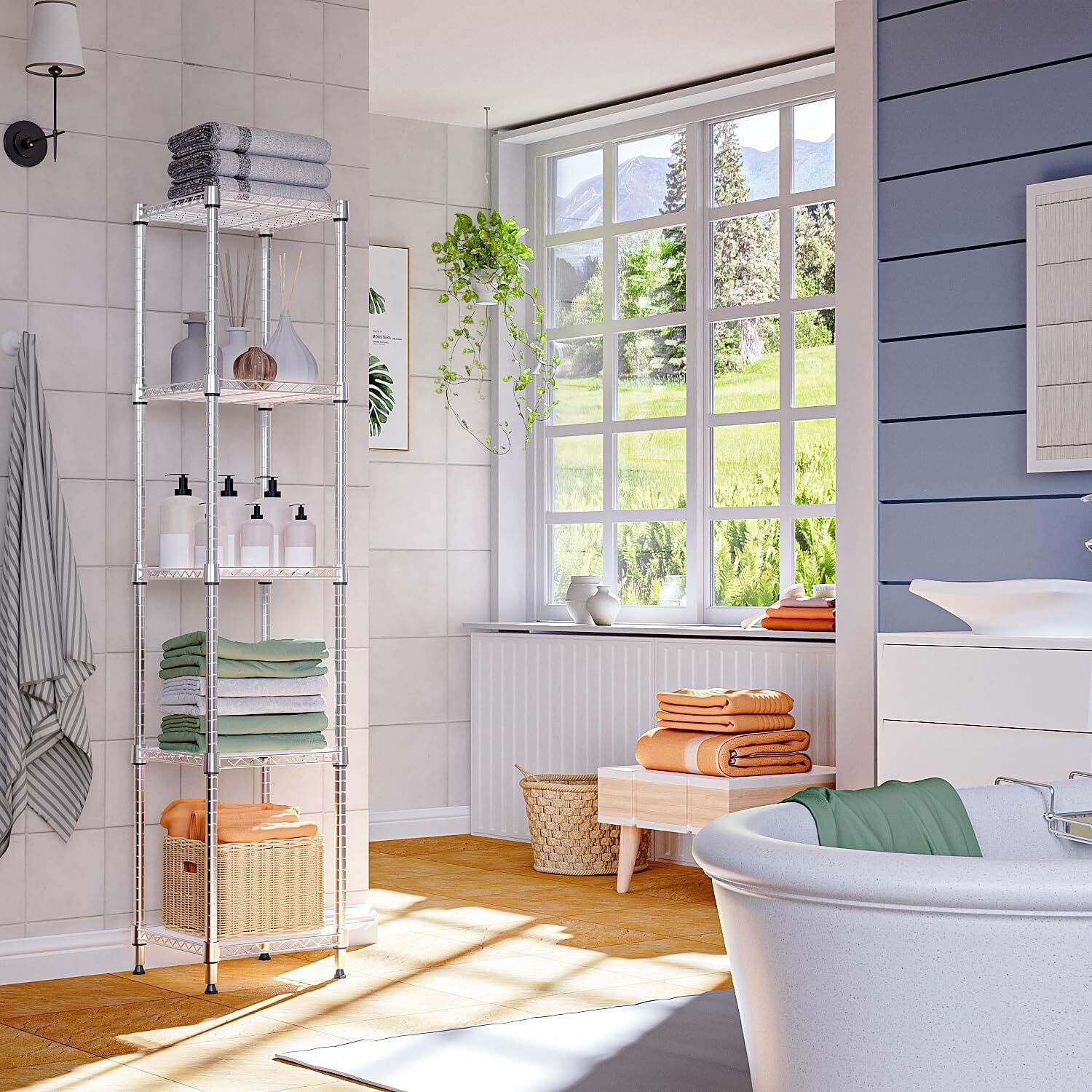 5 Tier Wire Kitchen Pantry Shelf Rack Steel Shelves Metal Shelving Storage Units