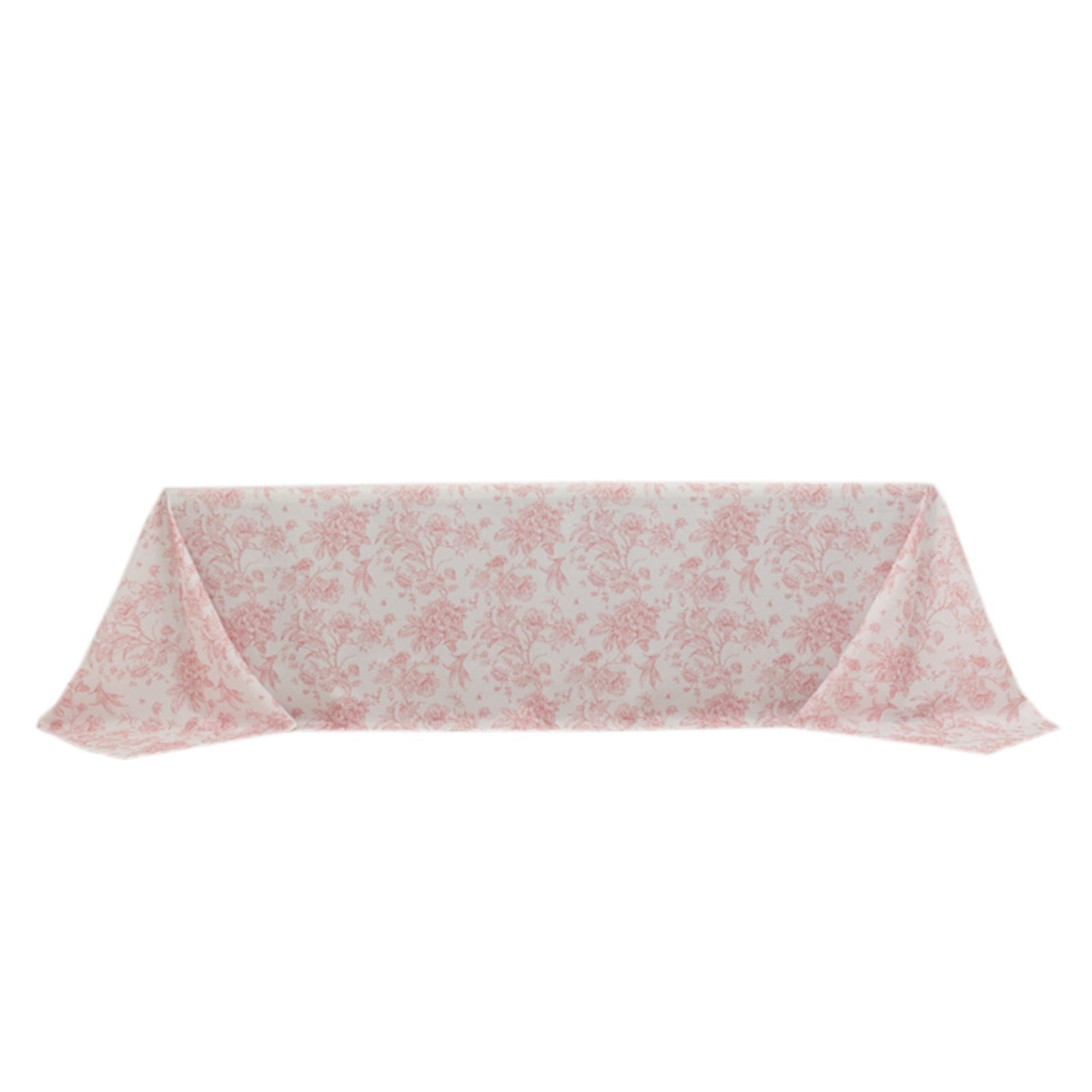 90" x 156" Pink French Toile Pattern Polyester Rectangular Tablecloth
