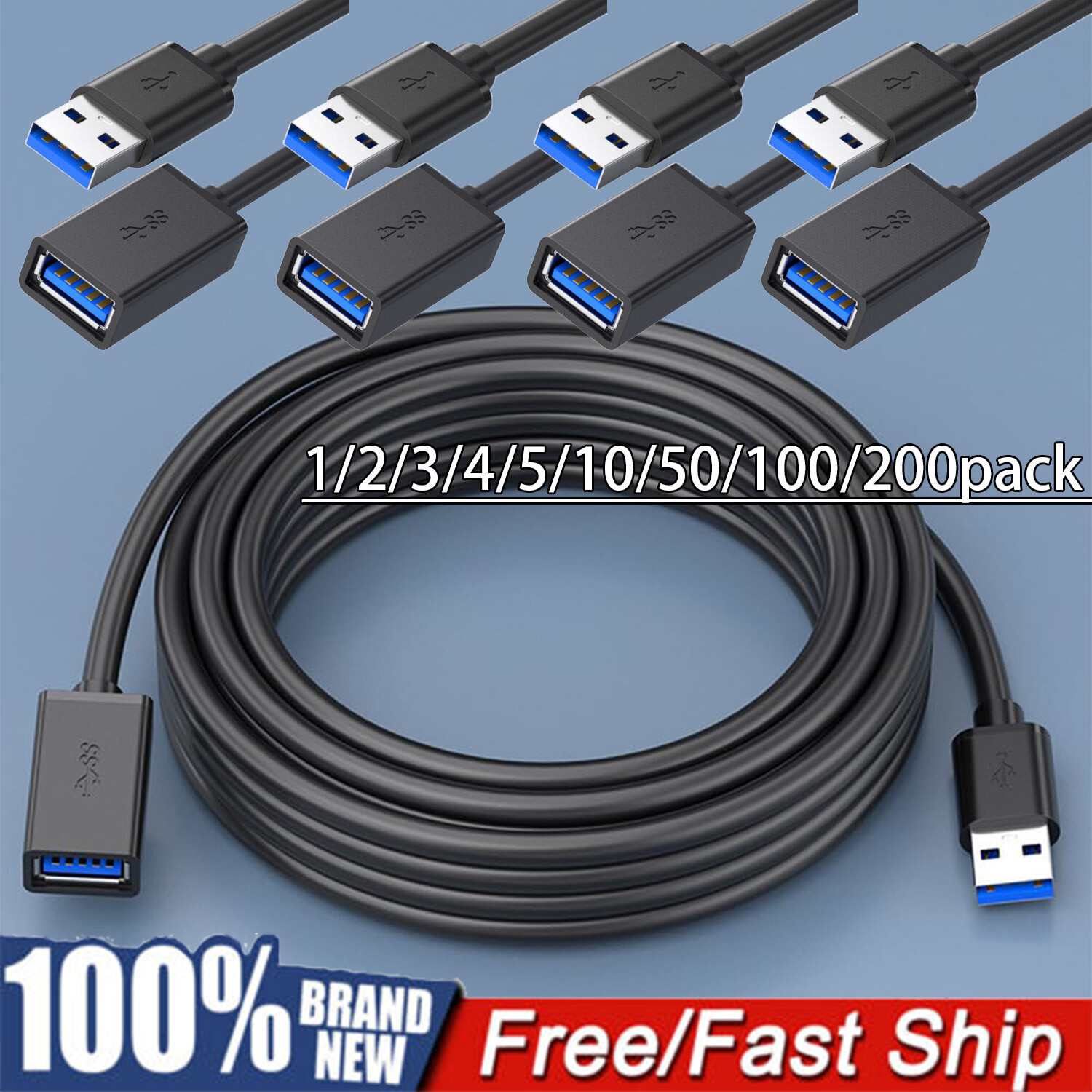 USB3.0 Extension Cable High Speed Extender Cord Adapter TypeA Male to Female Lot