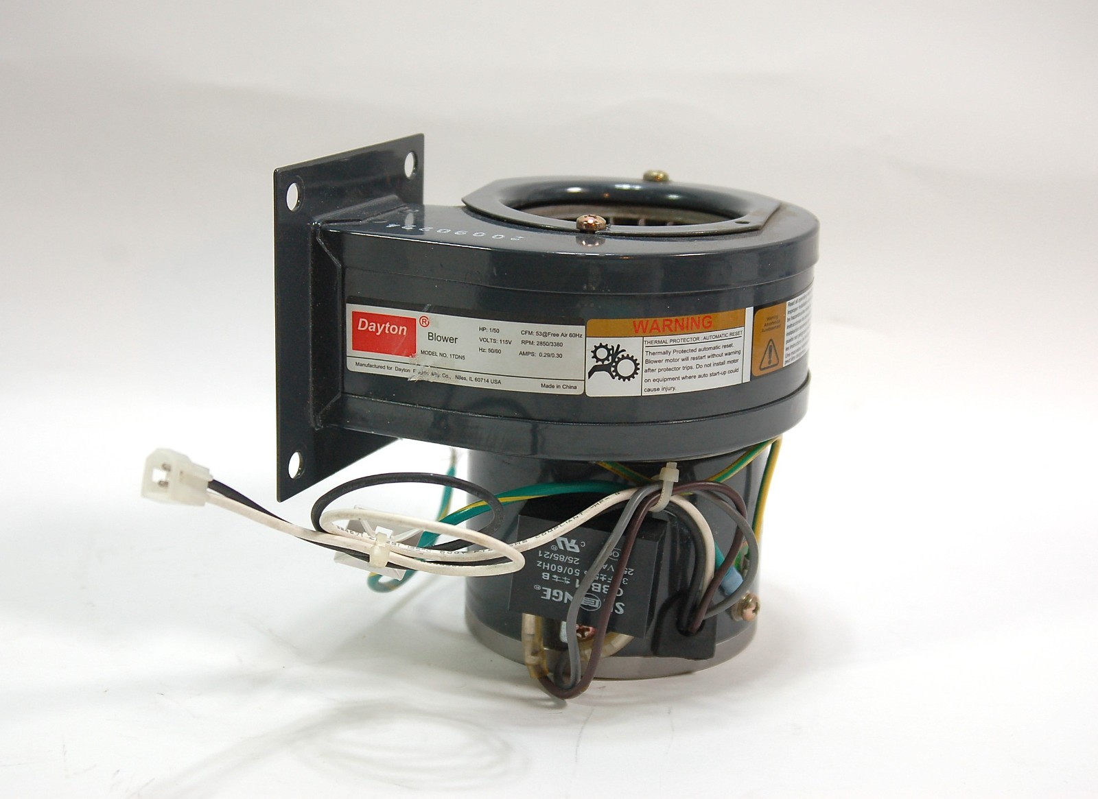 Dayton Centrifugal Fan 1TDN5 115V, 50/60 Hz Squirrel Cage Blower 1/50 HP 53 CFM