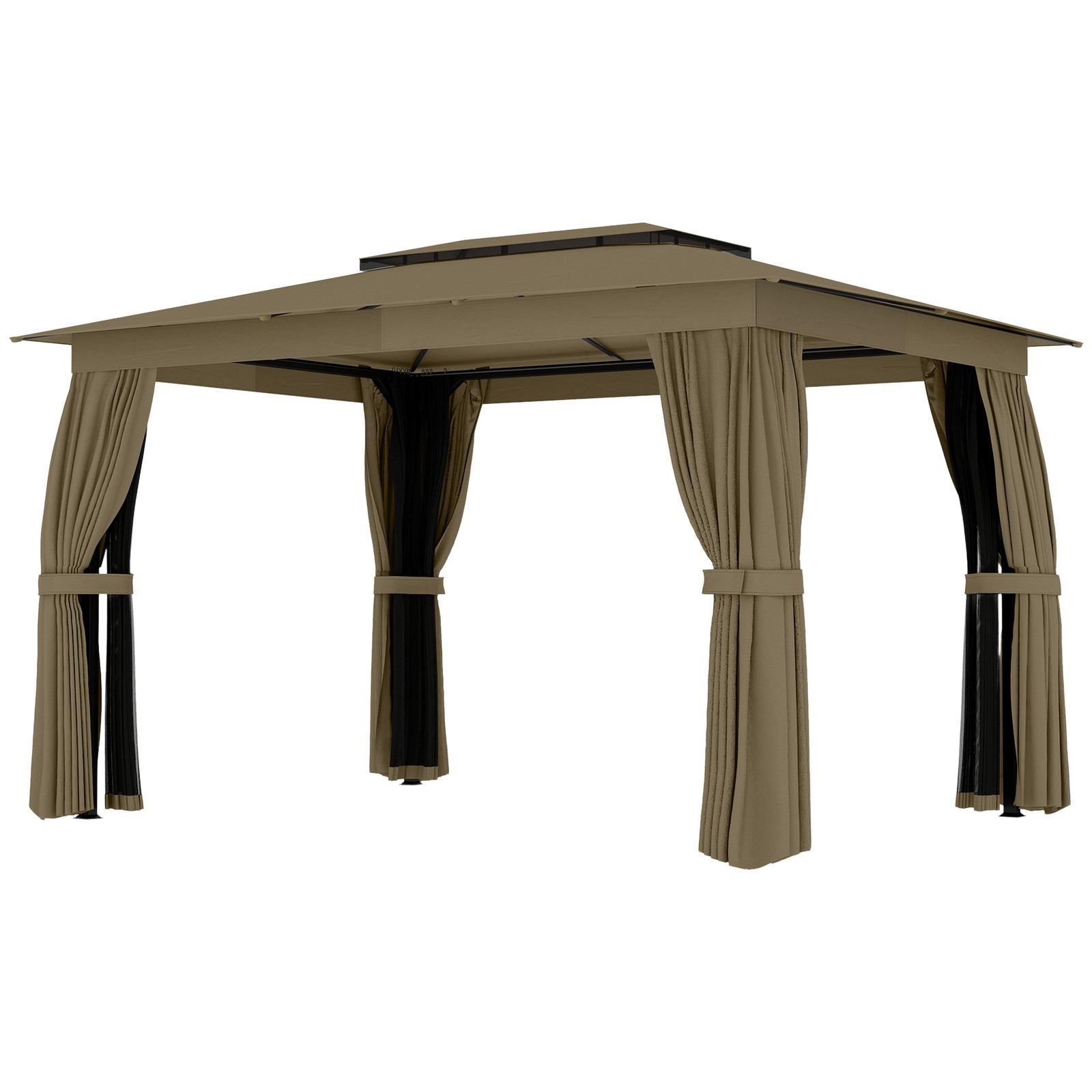 Outsunny 10' x 12' Outdoor Patio Gazebo, Double Roof Gazebo Canopy Shelter
