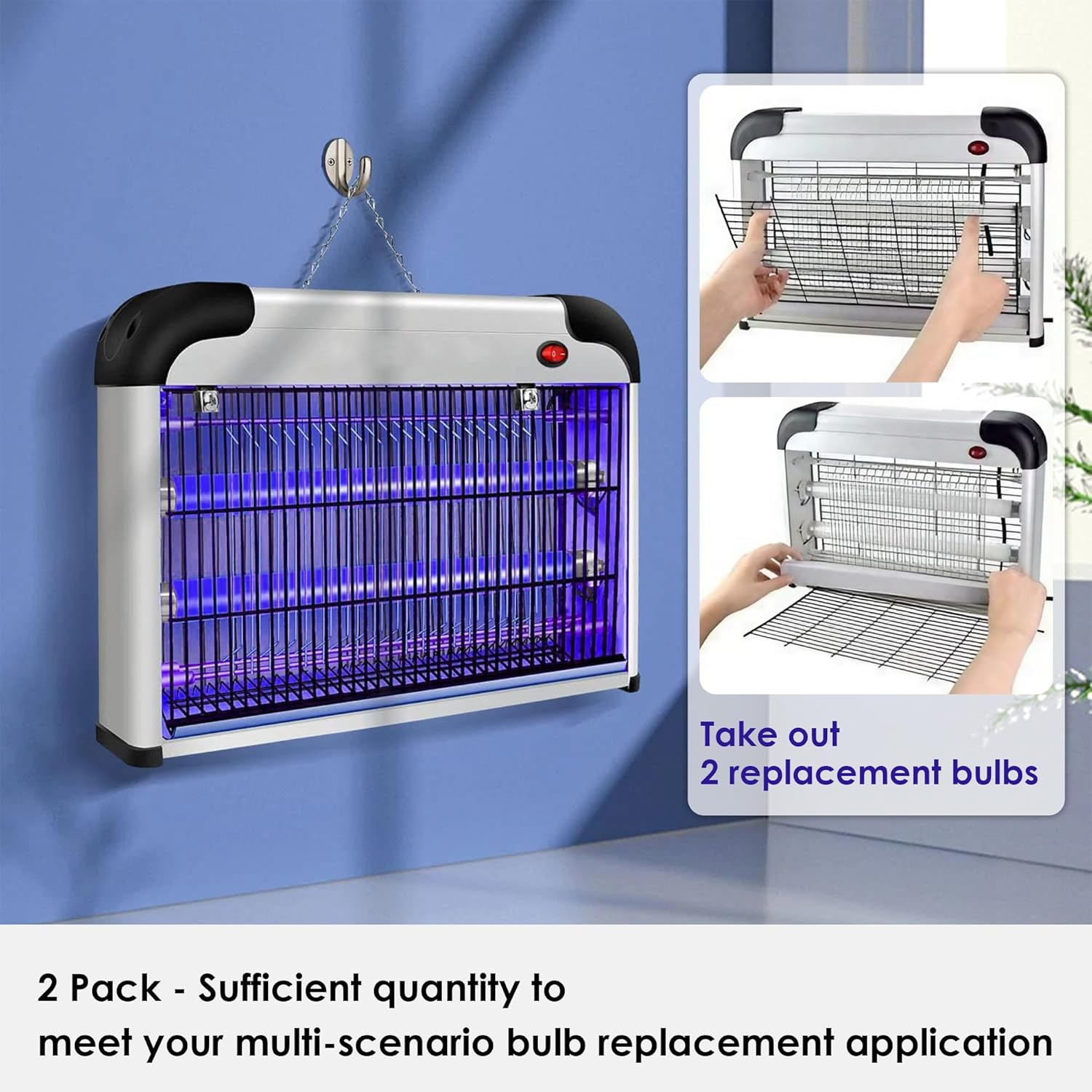 Qualirey 2 Pack Bug Zapper Replacement Light Bulbs 10W for 20W Indoor Bug Zapper