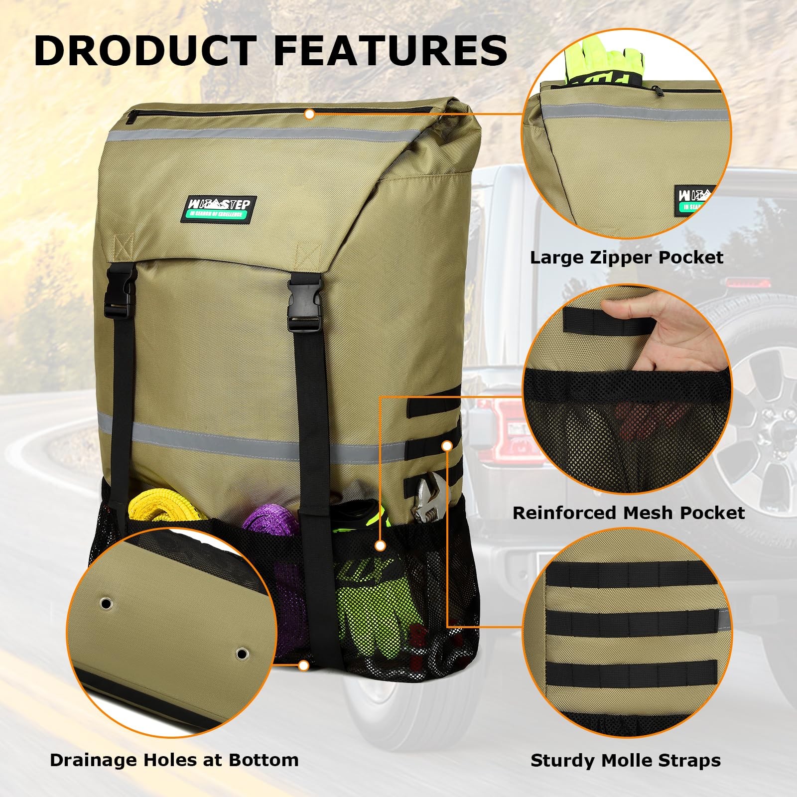 Spare Tire Trash Bag, Offroad Spare Tire Storage Bags Heavy Duty Truck Tailga...