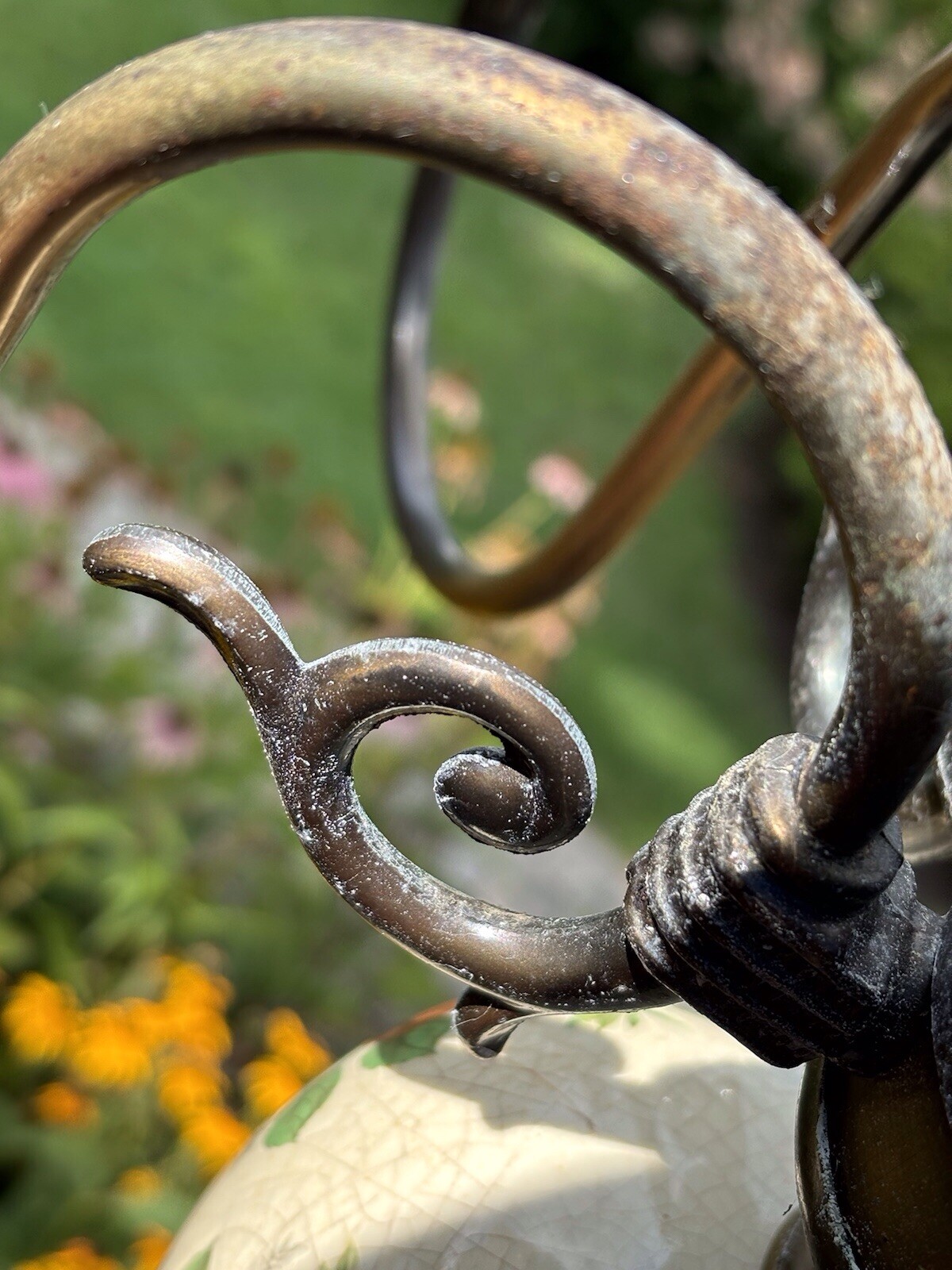 French hand painted 6 arm Porcelain Chandelier from the 20-40s