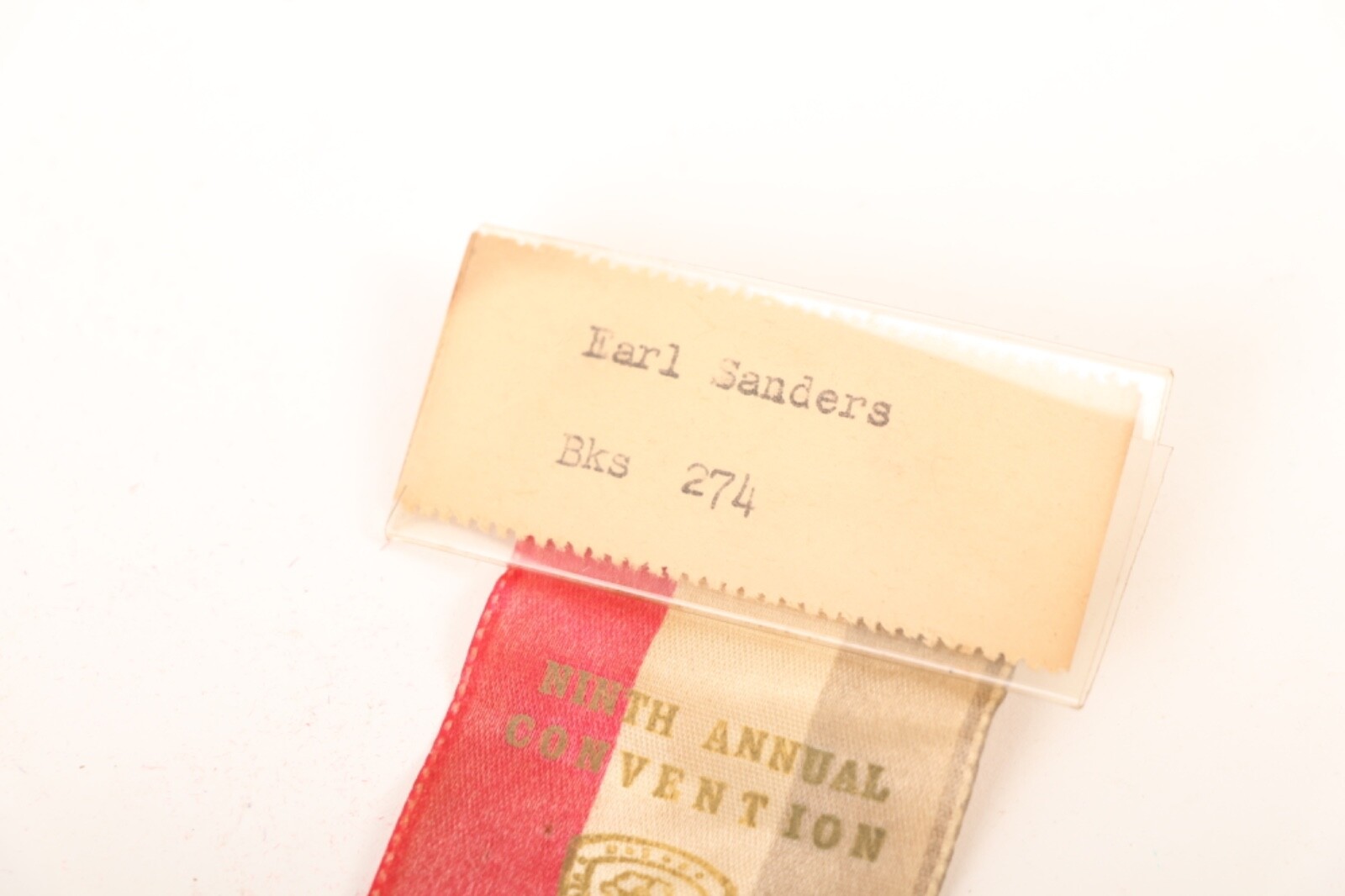 Y228 / 1960's WWI Veterans Reunion Ribbon with Pershing Pin From Indiana