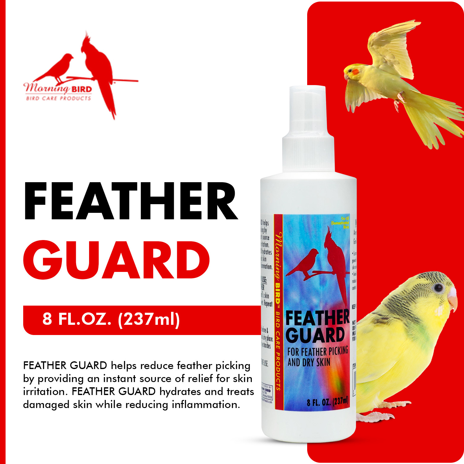 Morning Bird Feather Guard Spray for Feather Picking & Dry Skin for Birds