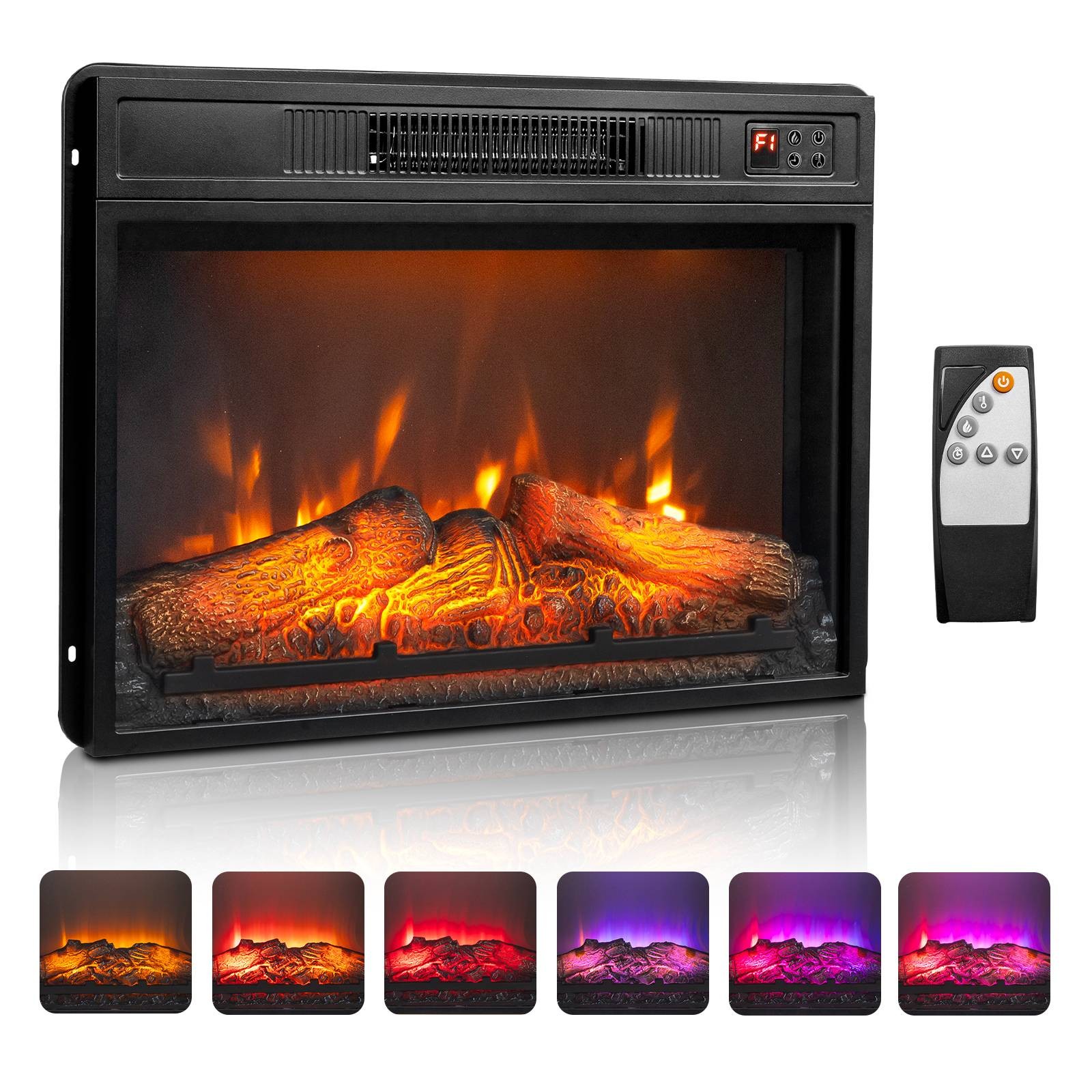 VINGLI 23"  Electric Fireplace Insert, 1400W Wall Recessed Fireplace Heater