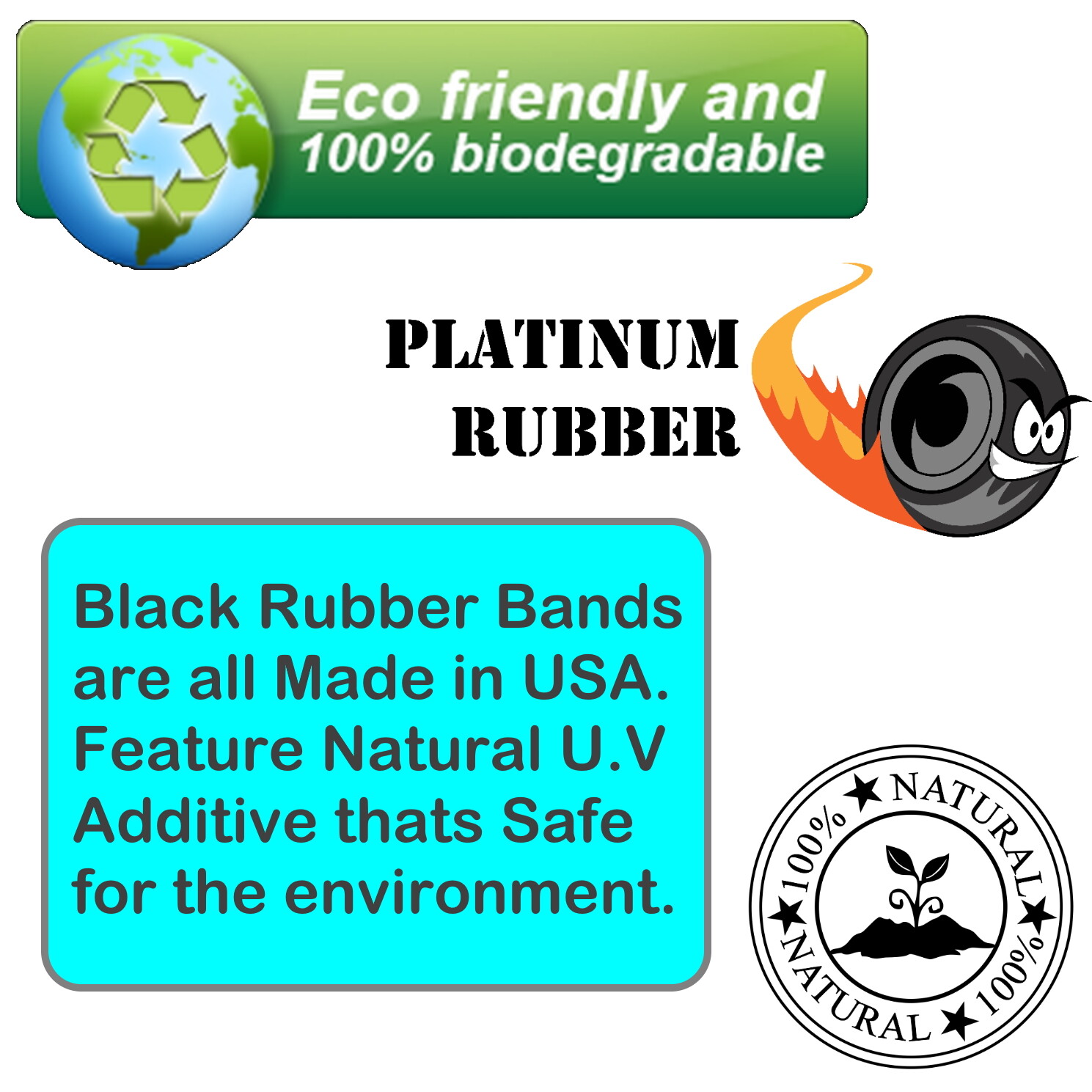 1LB Wide 1/2" Black UV #82 Rubber Bands USA Bulk XL Wide Large Outdoor 2-1/2"