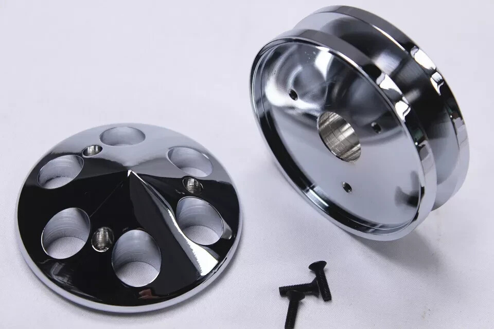 SBC Chevy Alum Pulley & Bracket Kit w Alternator Power Steering Long Water Pump