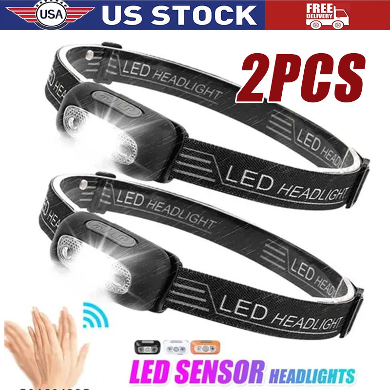 LED Headlamp USB Rechargeable Flashlight Waterproof Head Lamp Torch Camping USA