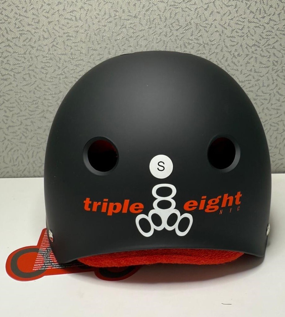Triple Eight Sweatsaver Liner Skateboarding Helmet, Black Matte/Red, Small