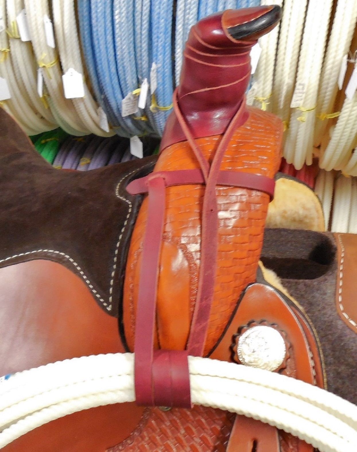 Lariat Rope Holder Strap 45" Soft Latigo Leather Amish Made New Eddy's Tack