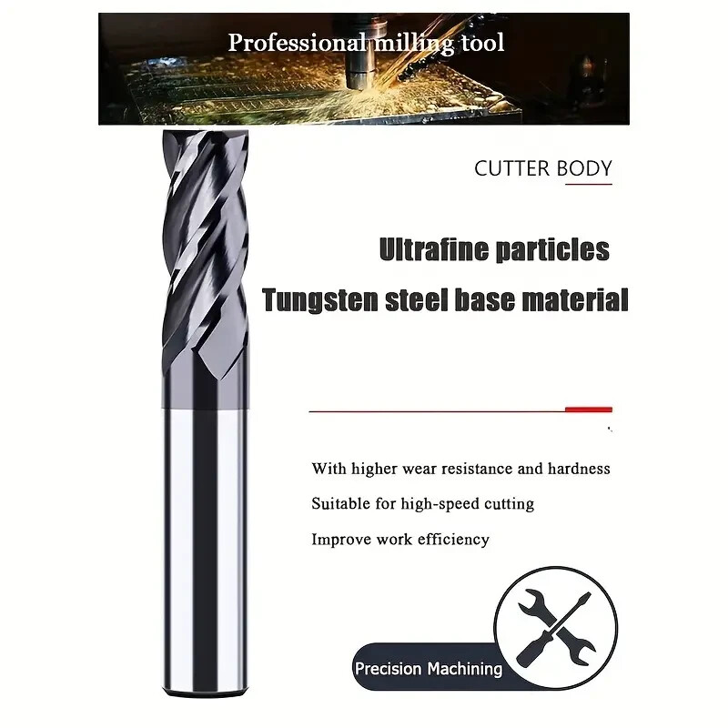 5 PCS 3/8" 4 FLUTE CARBIDE END MILL - REGULAR LENGTH - TiALN COATED USA