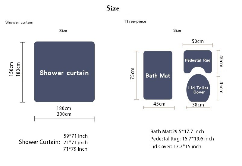 Coast Shower Curtain Bathroom Rug Set Thick Bath Mat Non-Slip Toilet Lid*