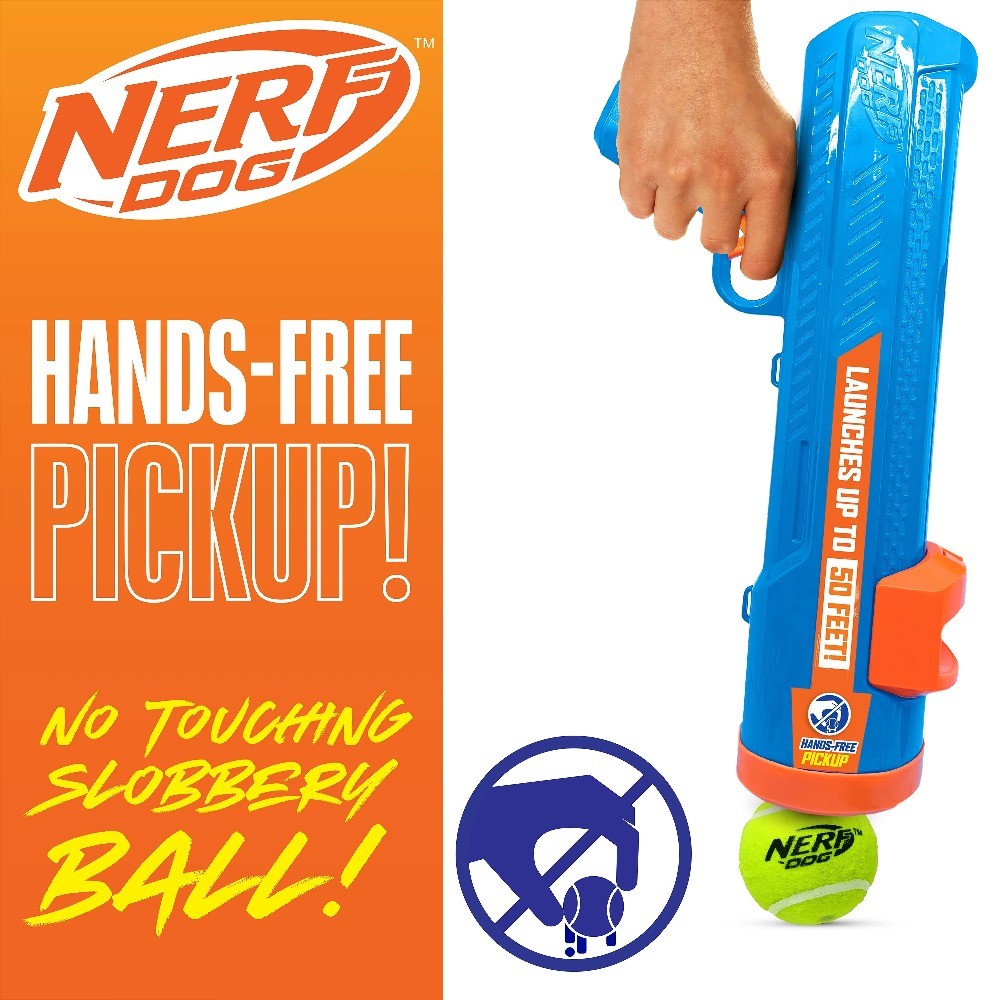 Nerf Dog Tennis Ball Blaster Dog Toy with 4 Balls, 16 inch