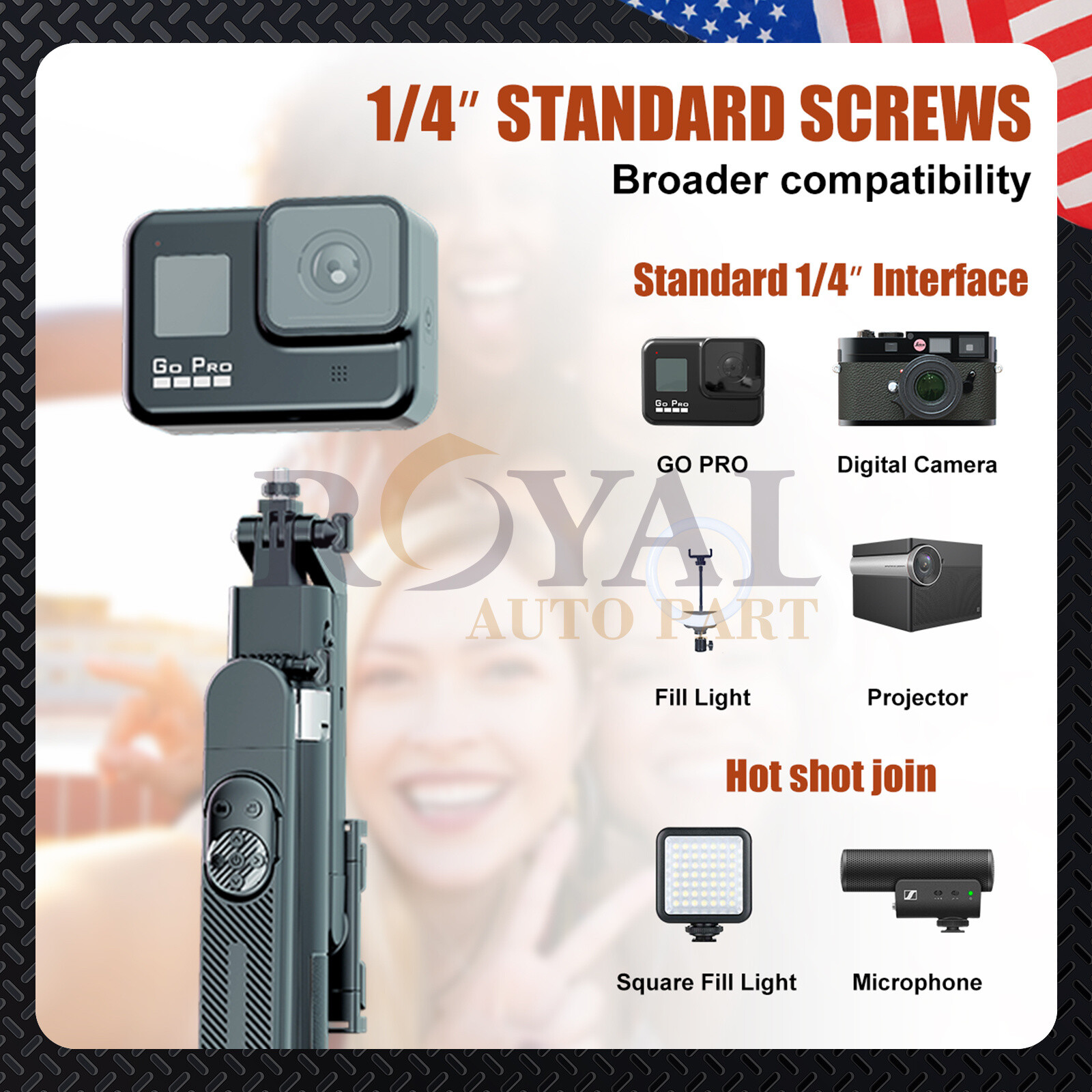 71''Smart Tracking Selfie Stick & Tripod Stand with 360°Rotation 2LED Fill Light