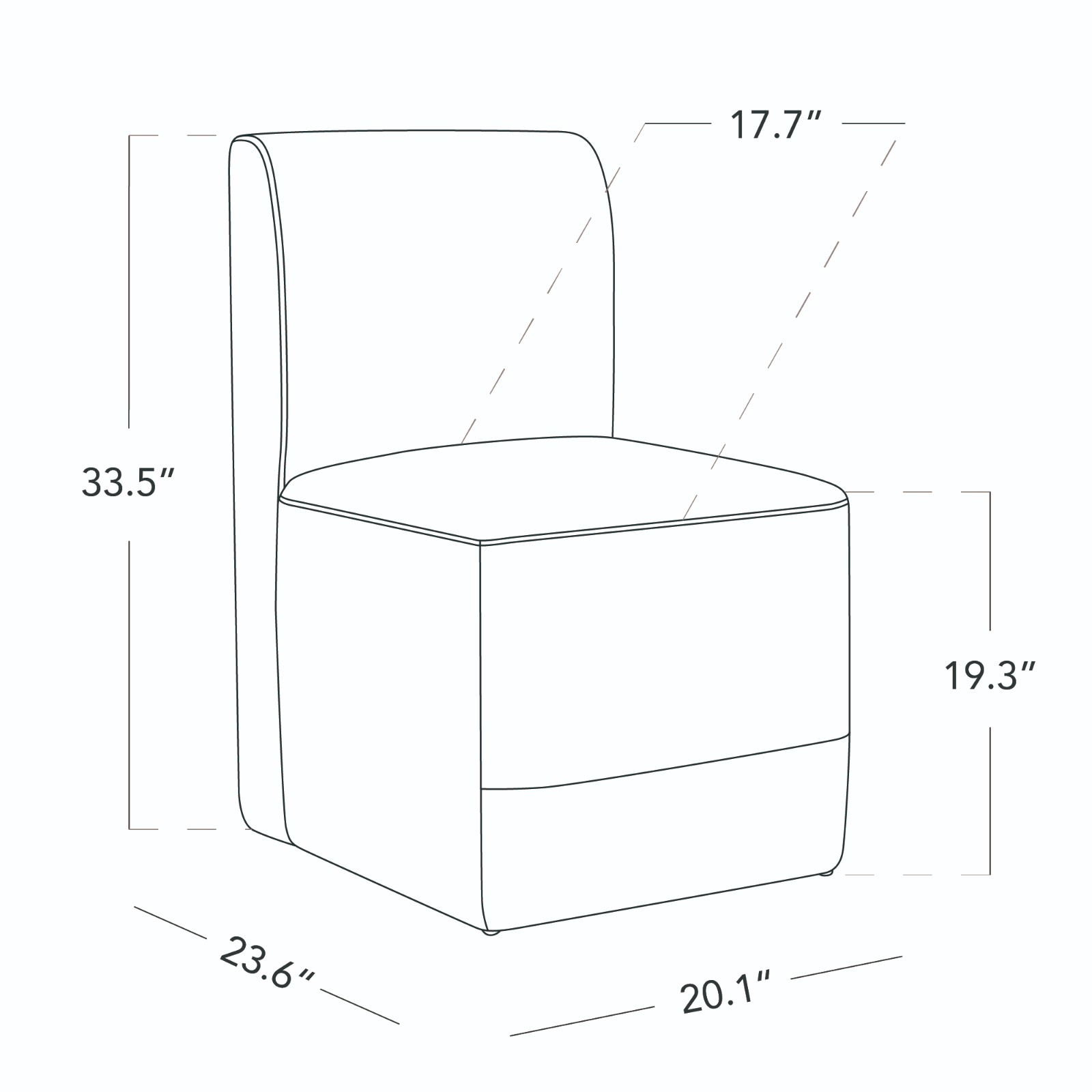 CHITA Dining Chairs with Casters Set of2, Upholstered Armless Rolling Chairs