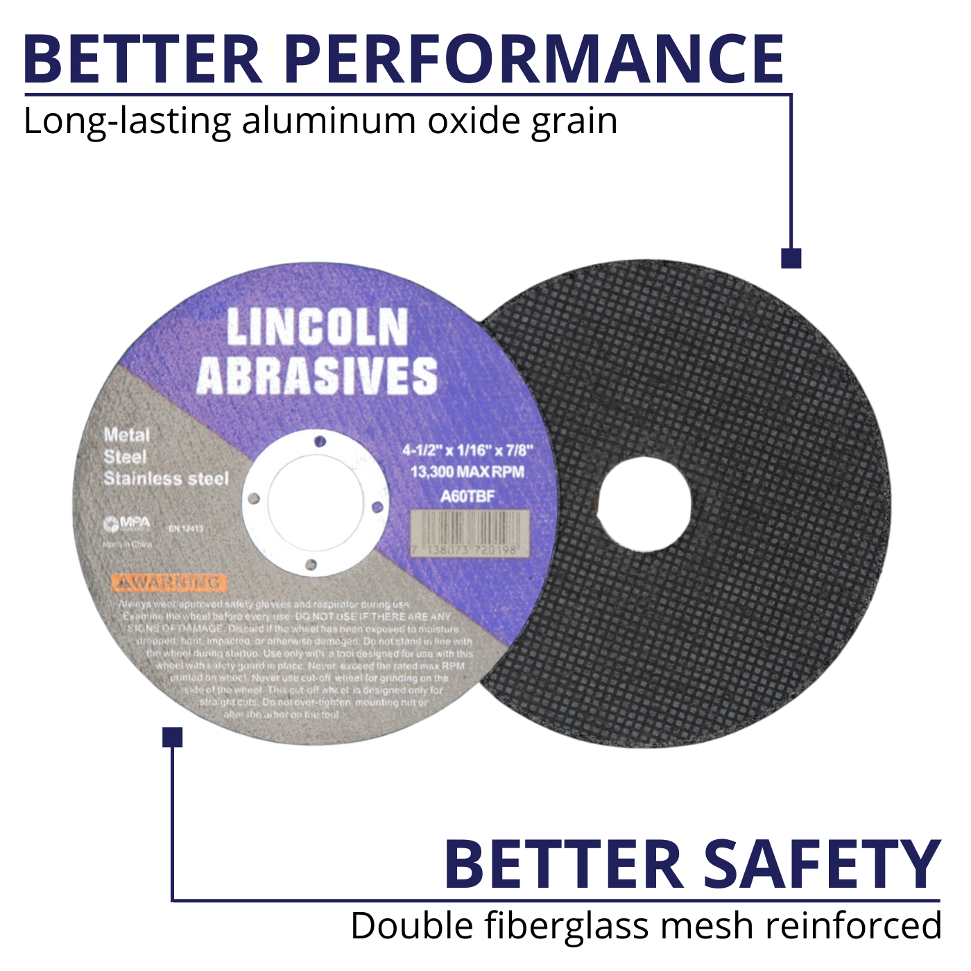 500 Pack 4-1/2" 1/16" Cut-off Wheel 4.5 Cutting Discs Stainless Steel & Metal