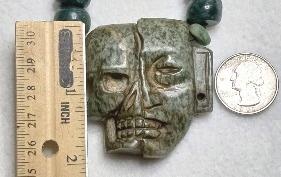 Aztec Modern Precolombian Life and Dead Mask Neckalce.