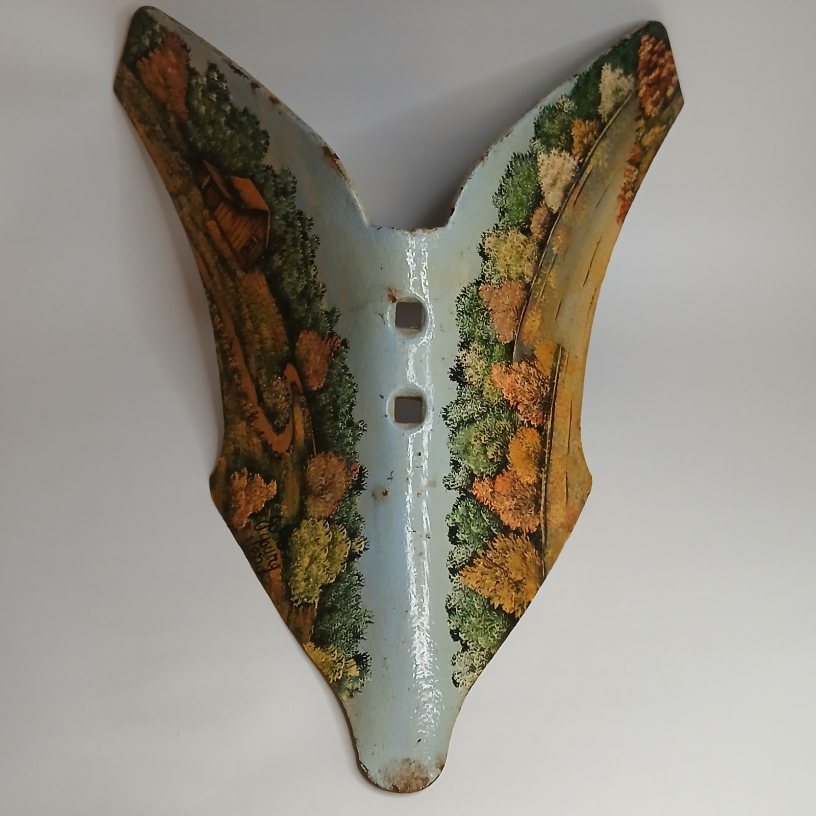 VTG Hand Painted Butterfly Shape Cultivator Potato Digger Outdoor Art HTF Rare