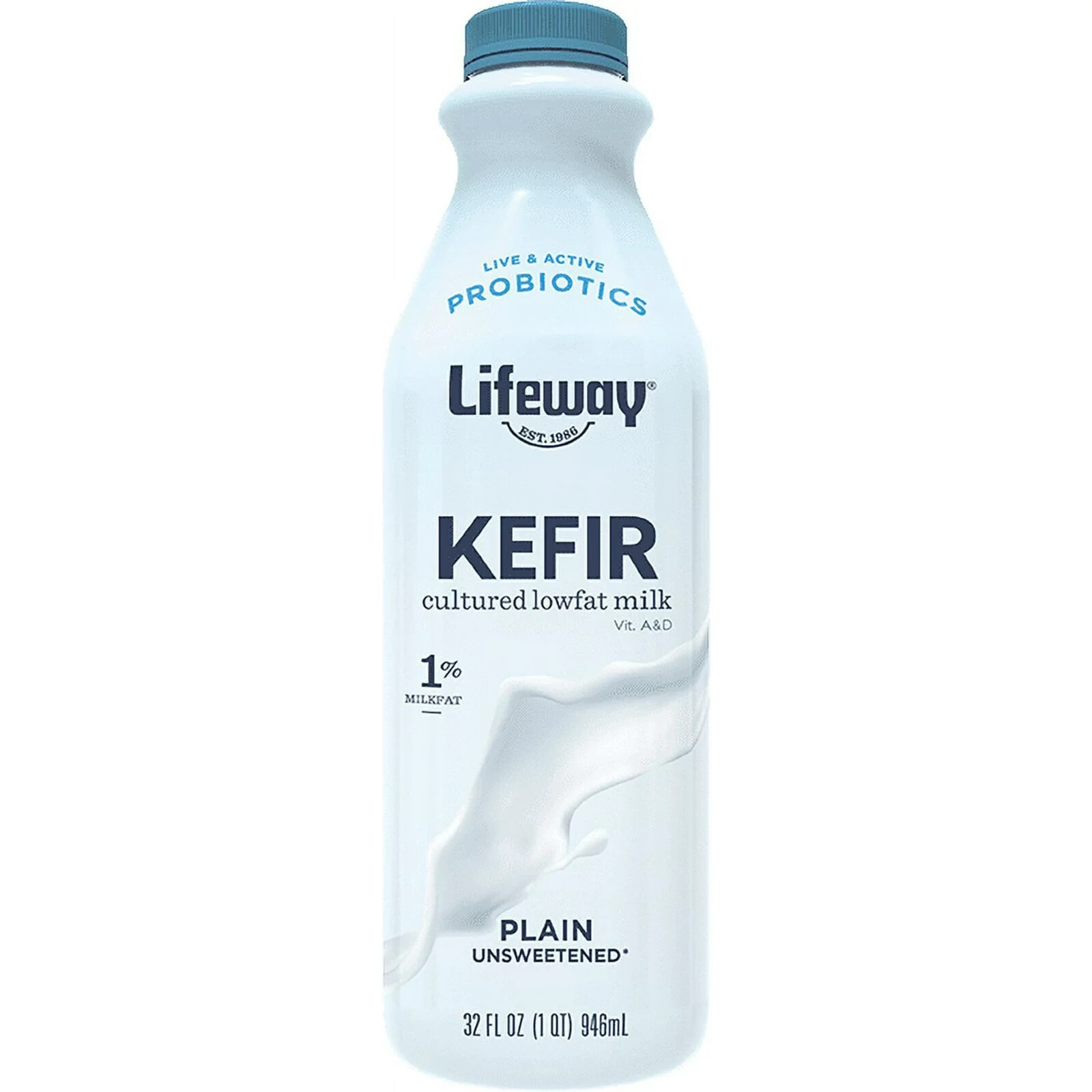 4 Bottles Lifeway Lowfat Milk Plain Kefir 12 Probiotic Culture Size 32 oz 4-pack
