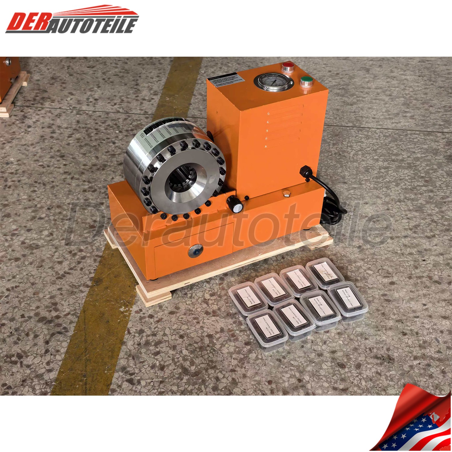 Electric Hydraulic Hose Crimper Tool with 9 Dies 110V Crimping Kit for AC & Auto