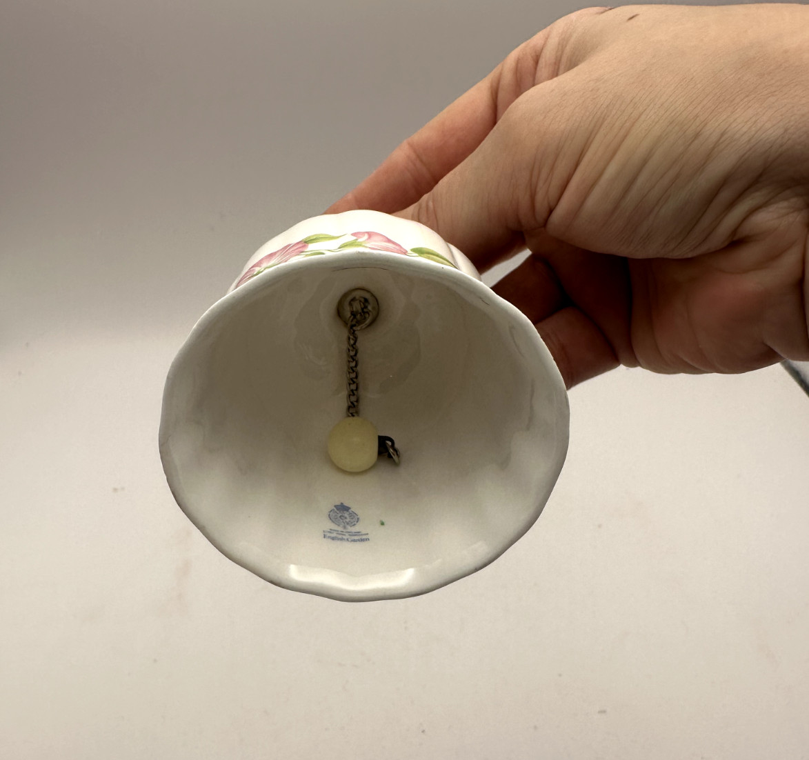 Vintage England Ceramic Bell w Butterfly Floral Royal Worcester English Garden