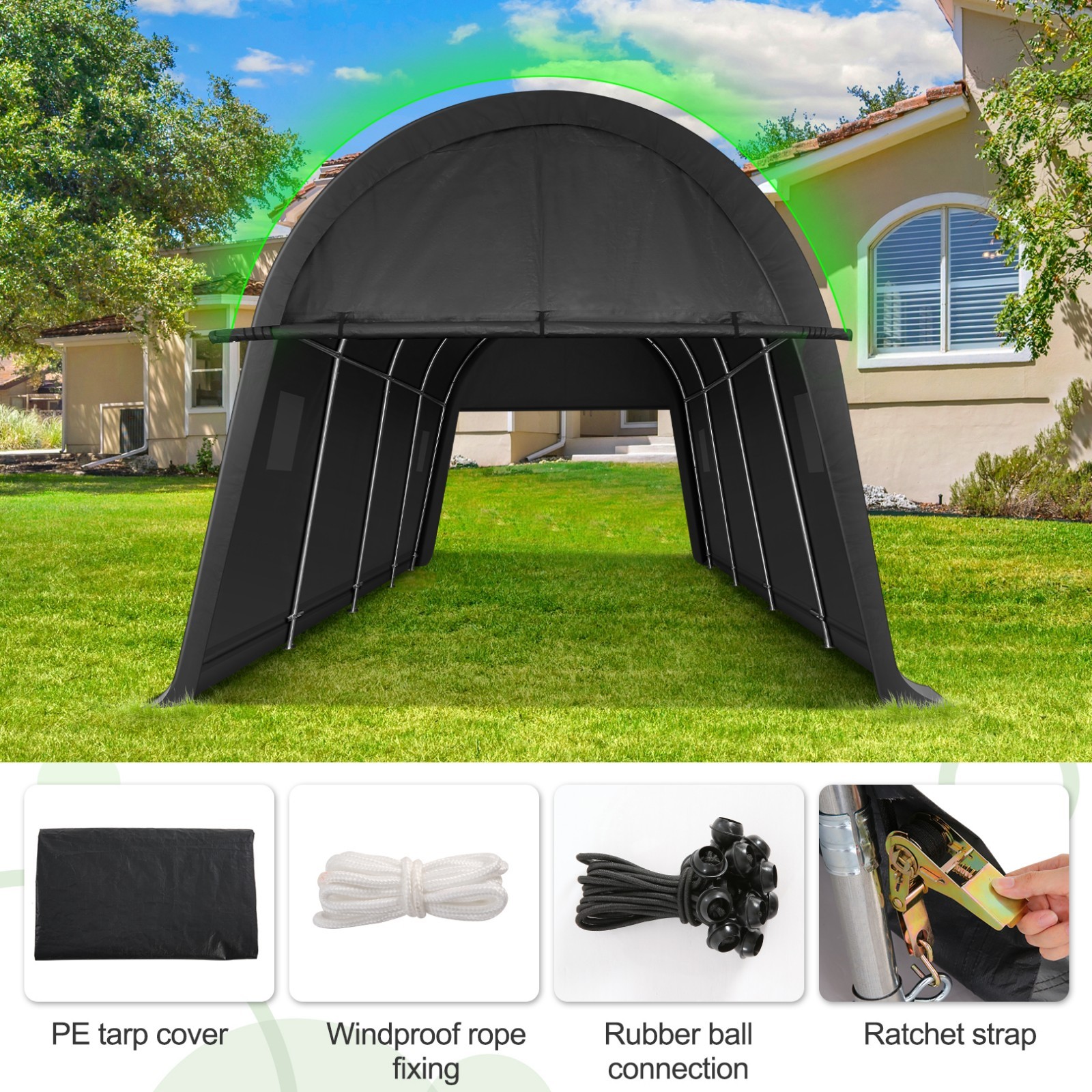 Carport 12x20/10x20/10x15FT Heavy Duty, Portable Garage, Carport Canopy Outdoor