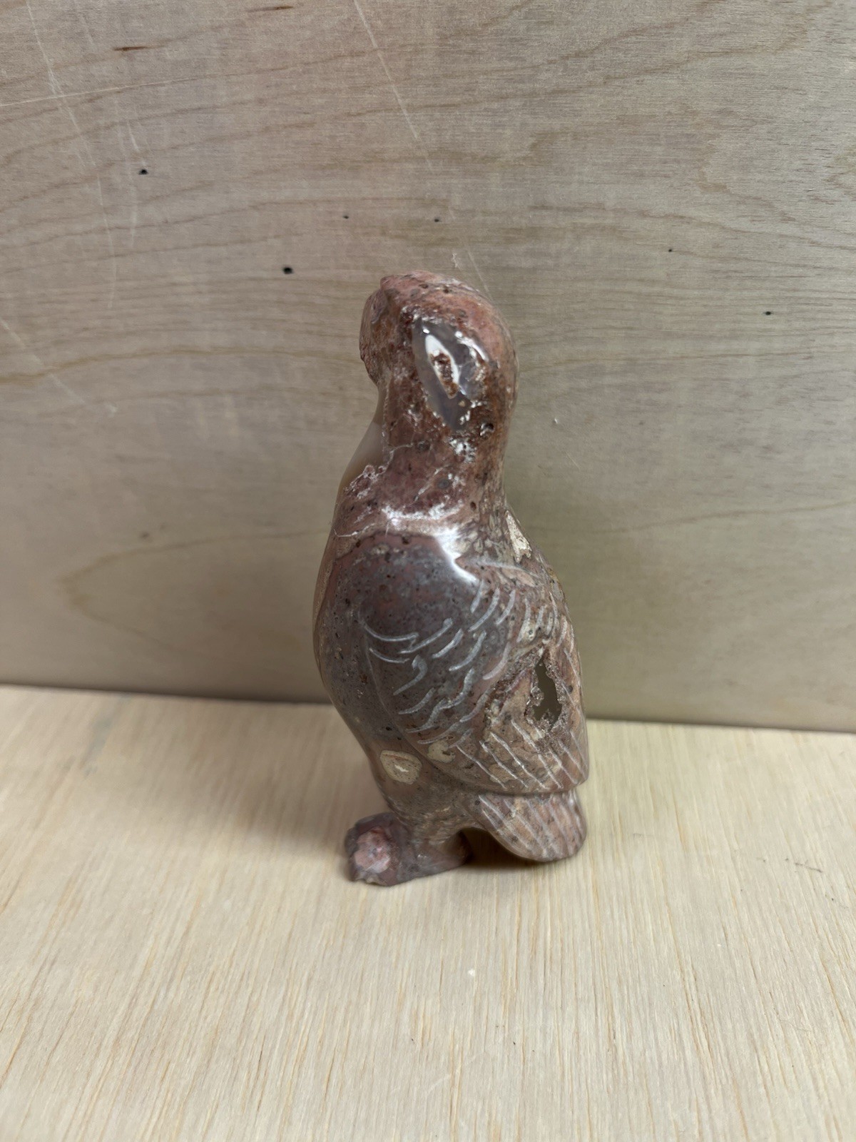 Carved Eagle in Stone Natural Matrix Fire Opal