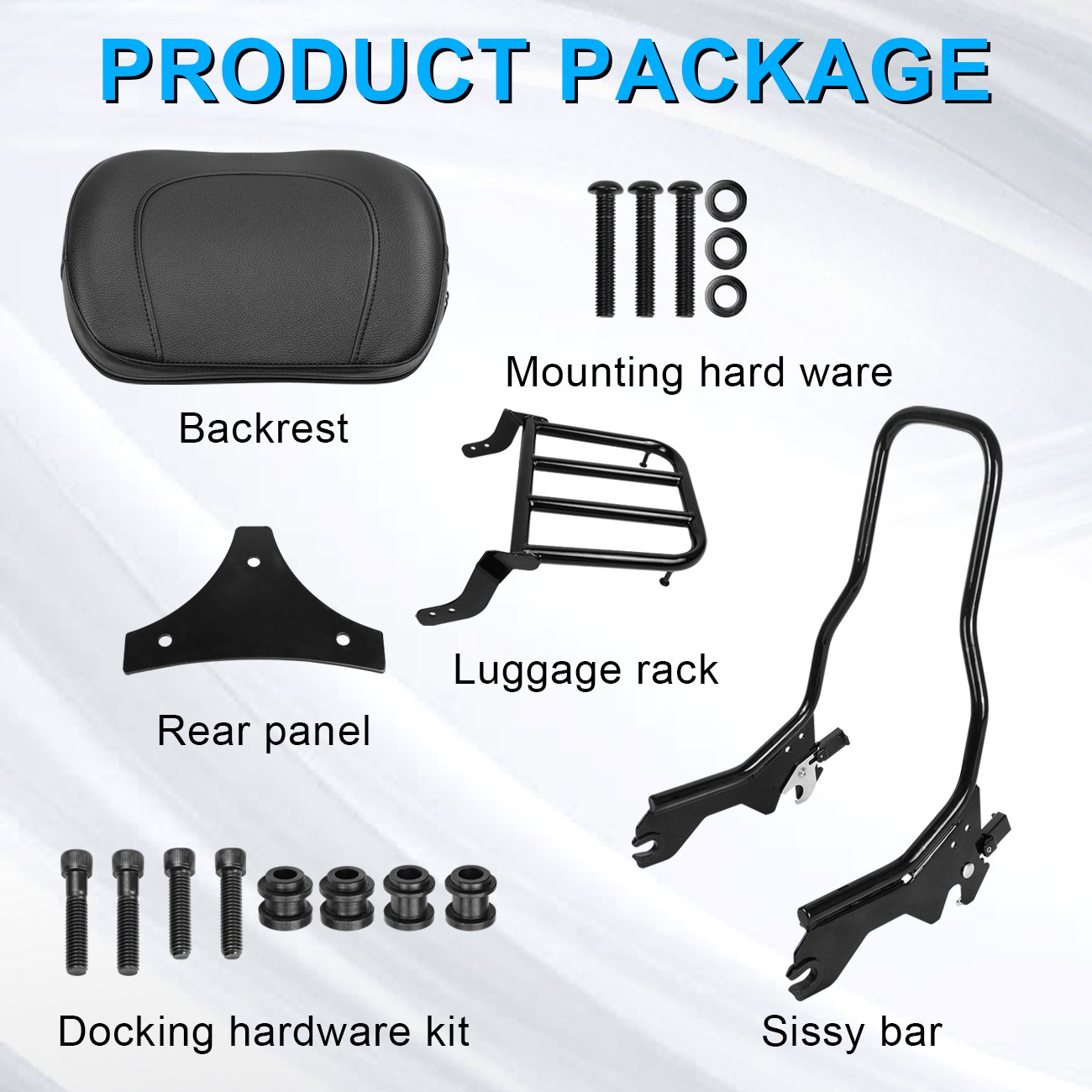 Detachable Backrest Sissy Bar with Luggage Rack For Harley Softail FLHC FXBB 18+