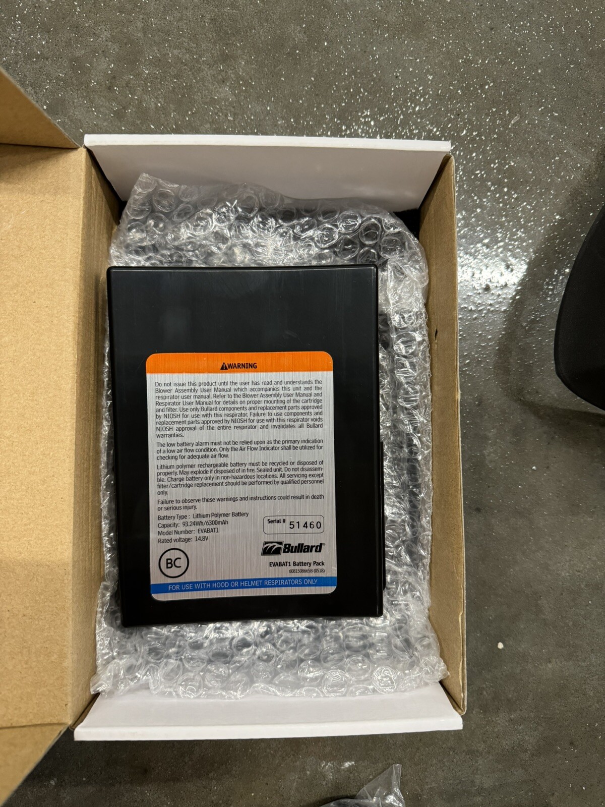 Bullard PAPR EVA20LFL with Powered Respirator And Blower Good Battery Charger