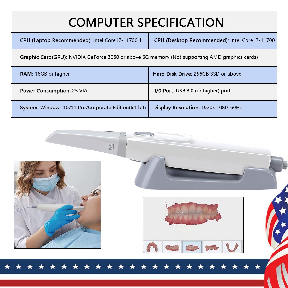Dental Intra-oral Scanner 3D Real-time Display Software GreatLife w/Scanning SW