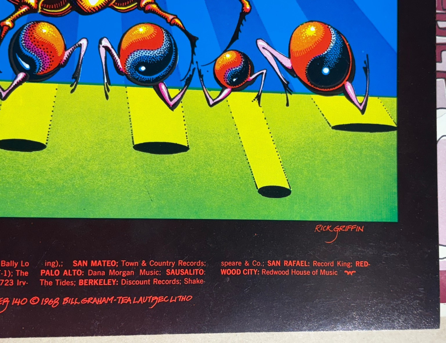 JIMI HENDRIX BUDDY MILES 1968 WINTERLAND CONCERT POSTER BG-140 Griffin Moscoso