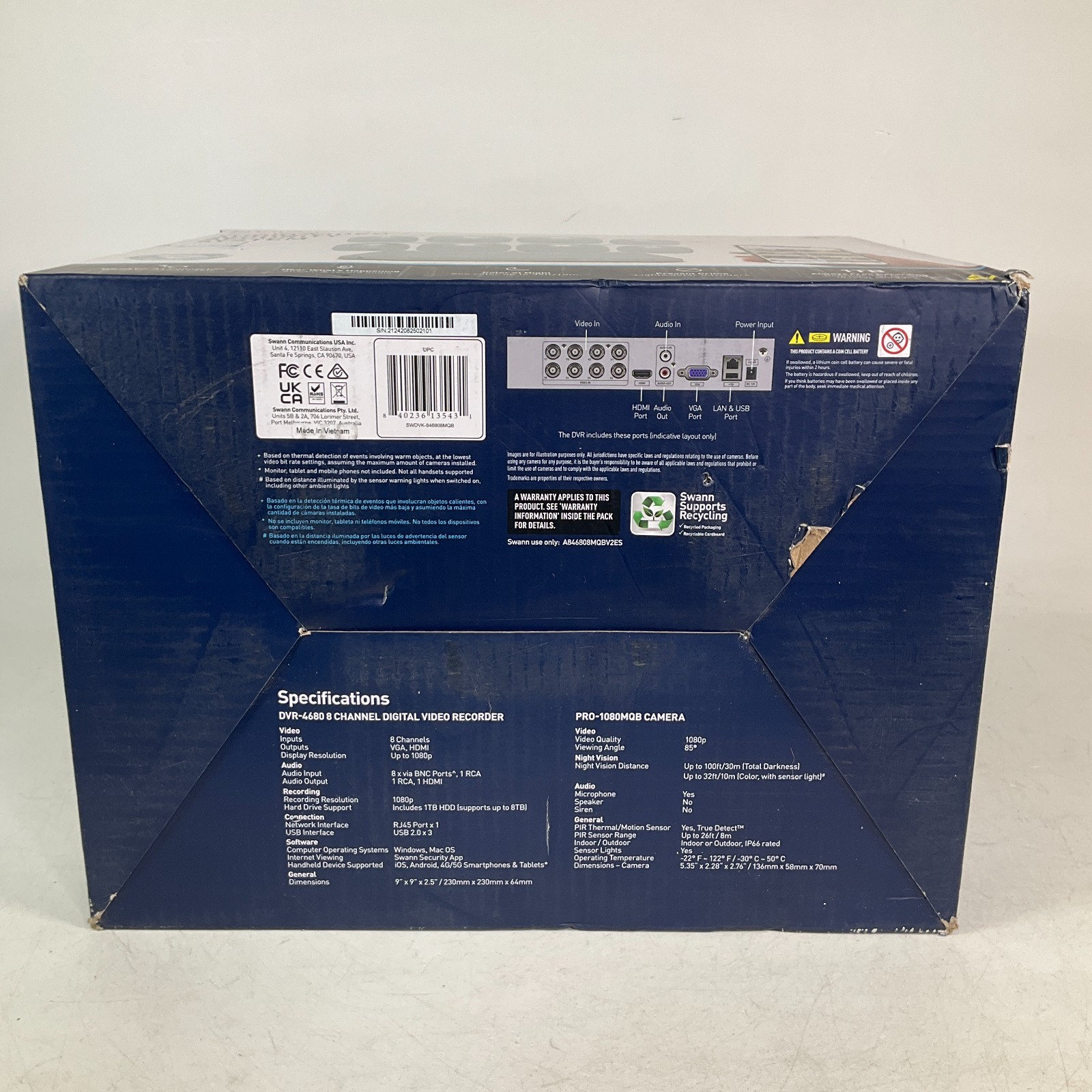 Swann 8 Camera Home Wired Audio/Video Security System SWDVK-846808MQB NEW