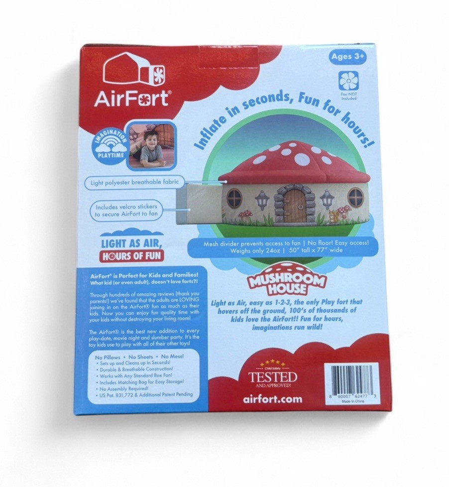 AirFort Mushroom House Inflatable Play Tent Kids Indoor Fort 77x50 New